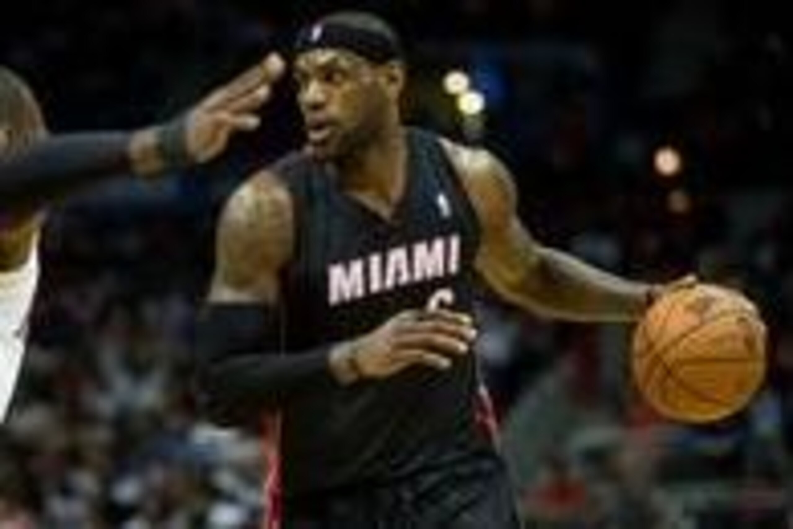 Apr 12, 2014; Atlanta, GA, USA; Miami Heat forward LeBron James (6) brings the ball up court against the Atlanta Hawks during the second quarter at Philips Arena. Mandatory Credit: Kevin Liles-USA TODAY Sports