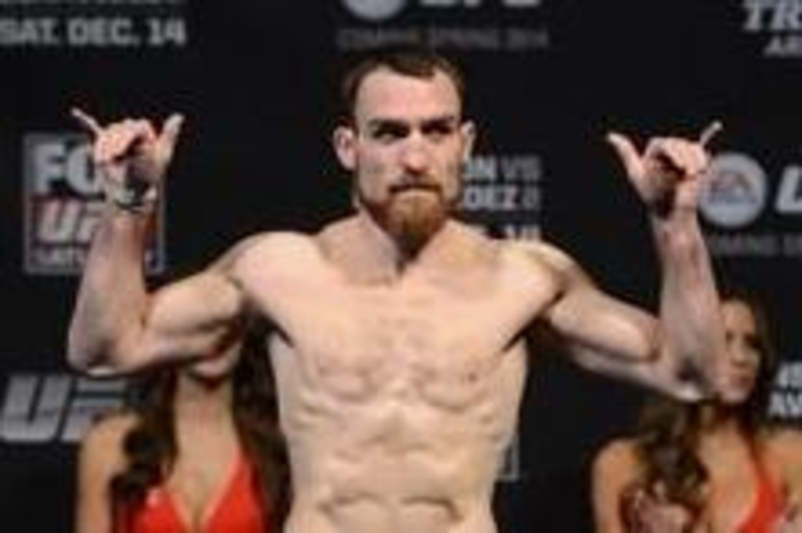 December 13, 2013; Sacramento, CA, USA; UFC lightweight fighter Pat Healy participates in the official weigh-in for UFC on FOX 9 at Sleep Train Arena. Mandatory Credit: Kyle Terada-USA TODAY Sports