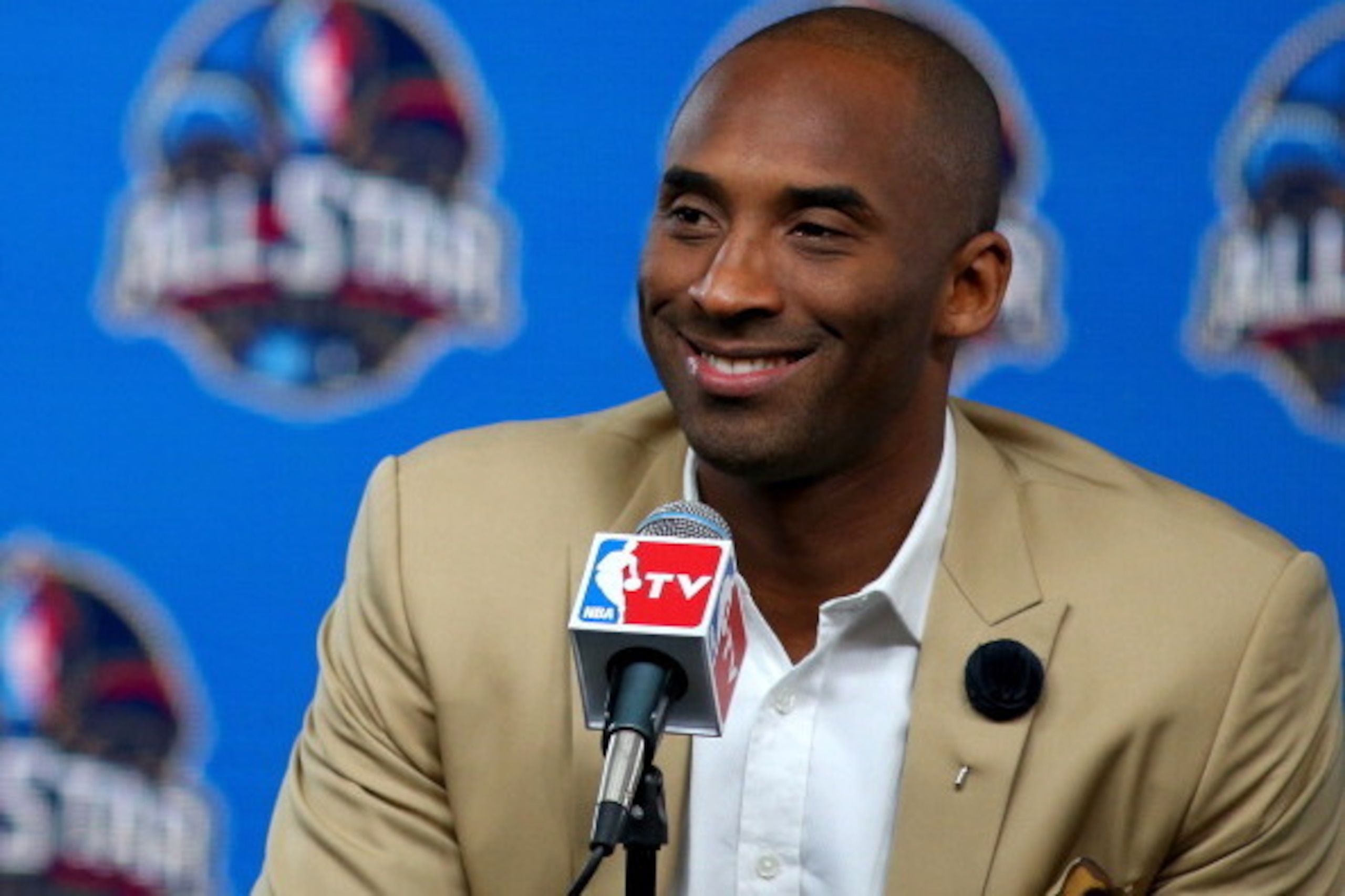NEW ORLEANS, LA - FEBRUARY 16:  Kobe Bryant of the Los Angeles Lakers addresses the media before the 2014 NBA All-Star game at the Smoothie King Center on February 16, 2014 in New Orleans, Louisiana. NOTE TO USER: User expressly acknowledges and agrees th
