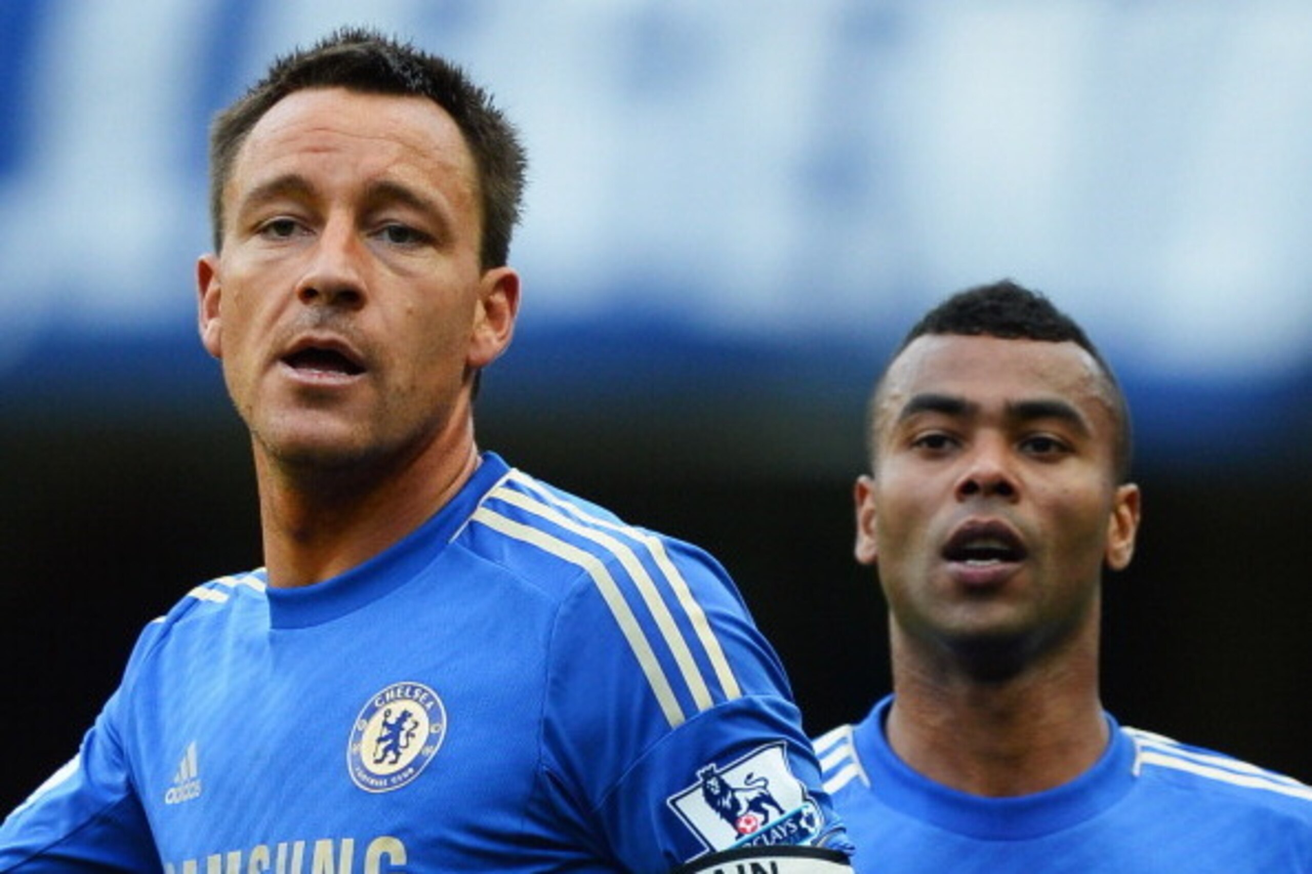 LONDON, ENGLAND - OCTOBER 06:  John Terry (L) and Ashley Cole (R) of Chelsea look on during the Barclays Premier League match between Chelsea and Norwich City at Stamford Bridge on October 6, 2012 in London, England.  (Photo by Mike Hewitt/Getty Images)