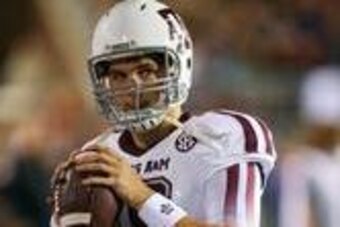 Oct 12, 2013; Oxford, MS, USA; Texas A&M Aggies quarterback Matt Joeckel (16) warms up on the sideline during the game against the Mississippi Rebels at Vaught-Hemingway Stadium. Texas A&M Aggies defeated the Mississippi Rebels 41-48.  Mandatory Credit: S