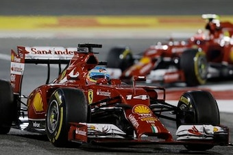 Alonso leads Raikkonen in Bahrain.
