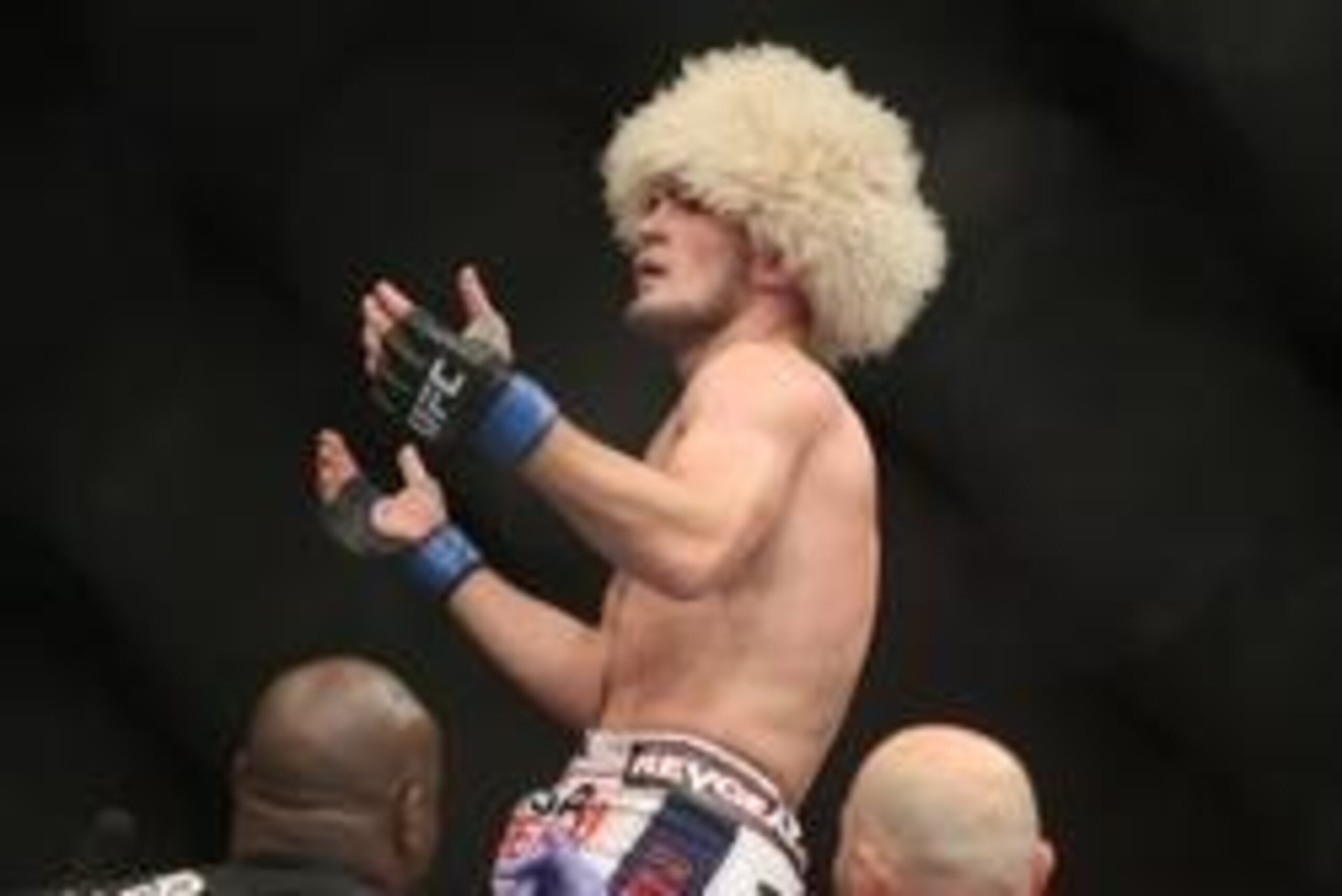 Sep 21, 2013; Toronto, Ontario, CAN; Khabib Nurmagomedov celebrates his victory over Pat Healy (not pictured) during their Lightweight bout at UFC 165 at the Air Canada Centre. Mandatory Credit: Tom Szczerbowski-USA TODAY Sports