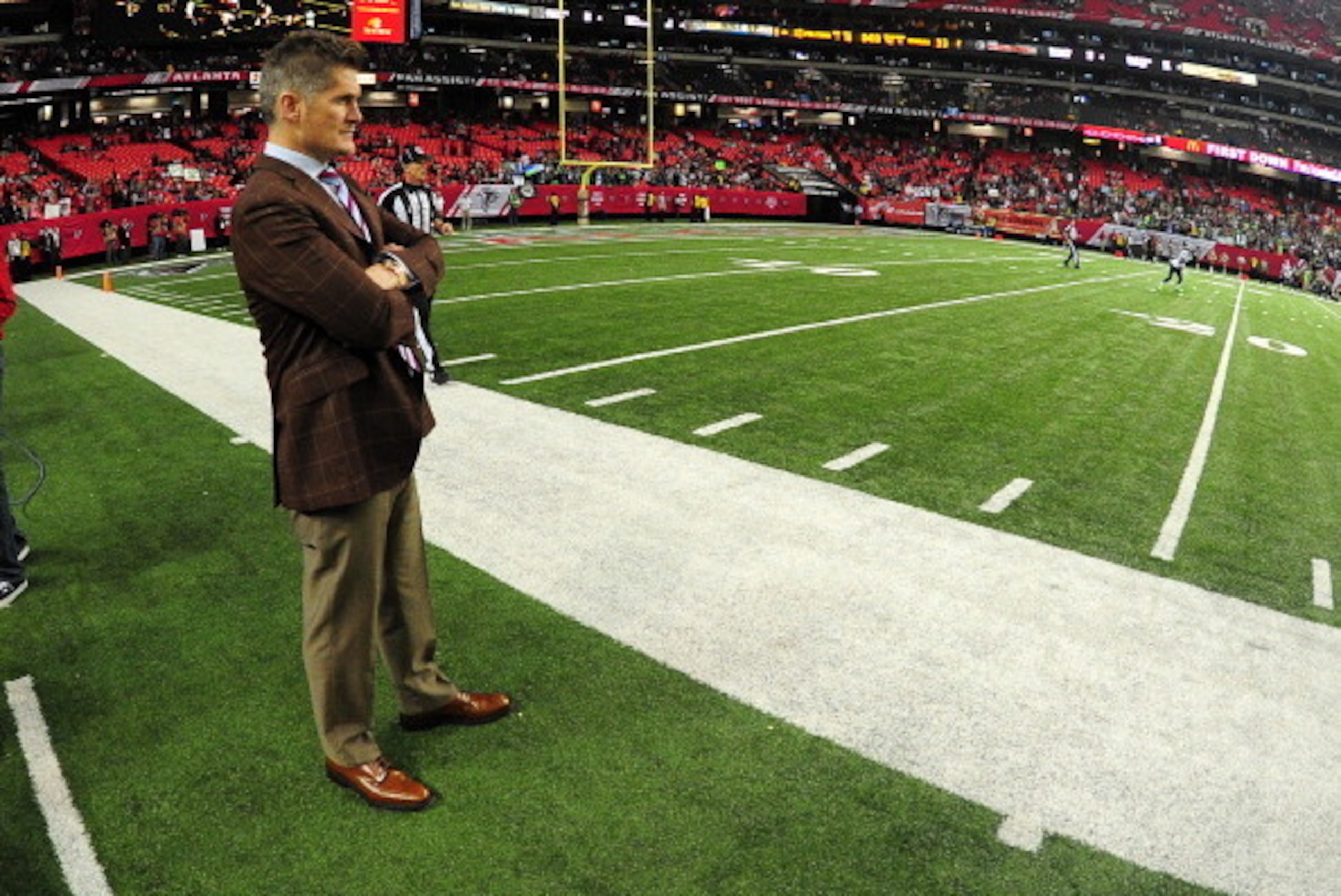 ATLANTA, GA - NOVEMBER 10: General Manager Thomas Dimitroff of the Atlanta Falcons watches play late in the game against the Seattle Seahawks at the Georgia Dome on November 10, 2013 in Atlanta, Georgia. (Photo by Scott Cunningham/Getty Images)