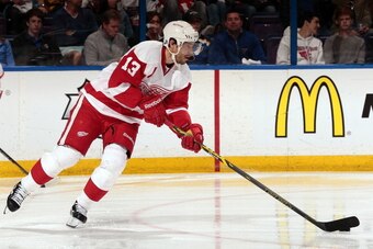 ST. LOUIS, MO - APRIL 13: Pavel Datsyuk #13 of the Detroit Red Wings skates against the St. Louis Blues during an NHL game on April 13, 2014 at Scottrade Center in St. Louis, Missouri. (Photo by Mark Buckner/NHLI via Getty Images)