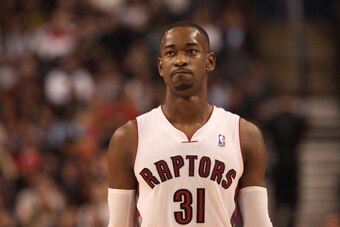 TORONTO,ON - APRIL 14:  Terrence Ross #31 of the Toronto Raptors stands on the court against the Milwaukee Bucks at the Air Canada Centre on April 14, 2014 in Toronto, Ontario, Canada. NOTE TO USER: User expressly acknowledges and agrees that, by download