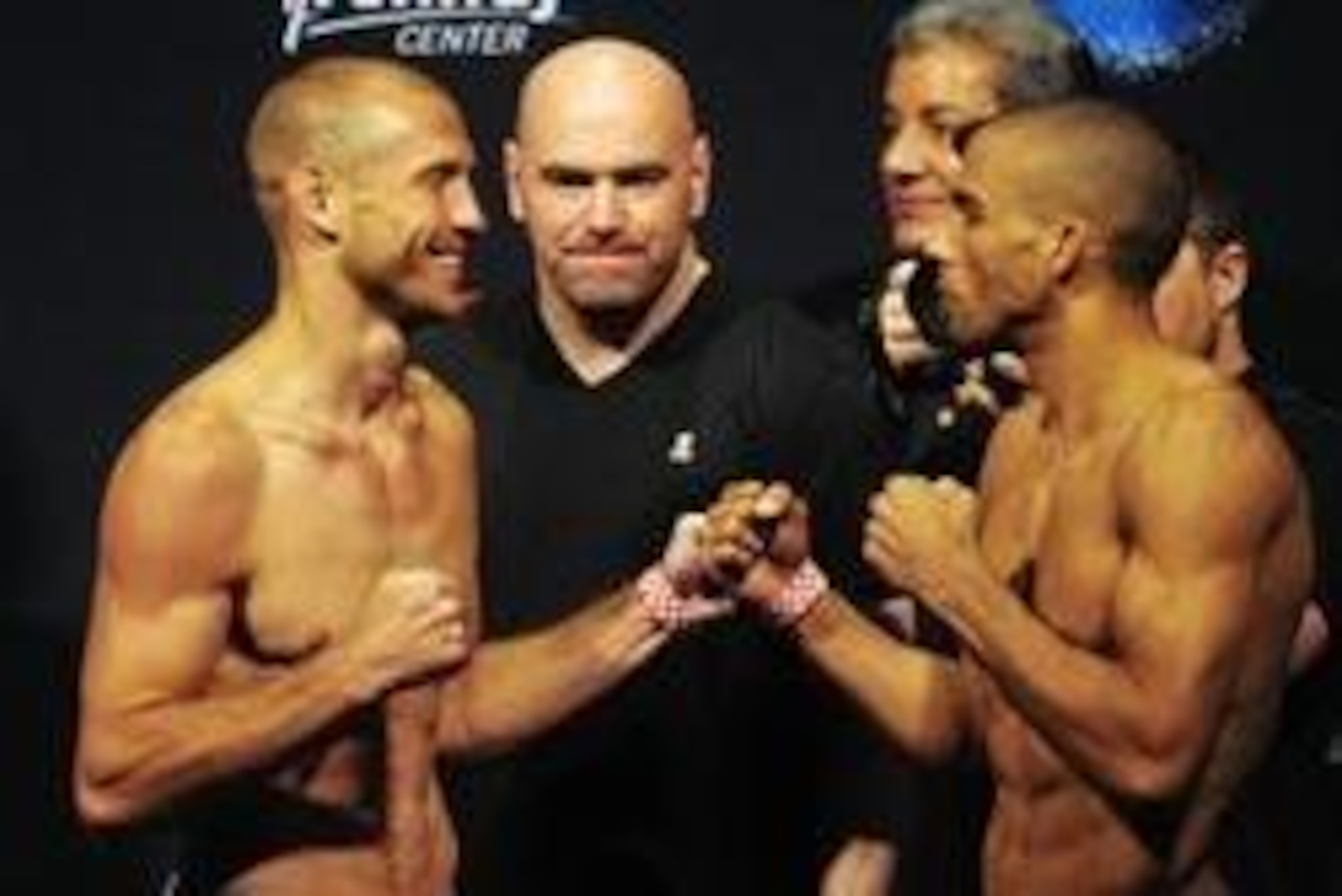 Apr 18, 2014; Orlando, FL, USA; Donald Cerrone (left) faces off with opponent Edson Barboza in front of UCF president Dana White for their lightweight fight for UFC on FOX 11 at Amway Center. Mandatory Credit: David Manning-USA TODAY Sports Apr 18, 2014; Orlando, FL, USA; Donald Cerrone (left) faces off with opponent Edson Barboza in front of UCF president Dana White for their lightweight fight for UFC on FOX 11 at Amway Center. Mandatory Credit: David Manning-USA TODAY Sports