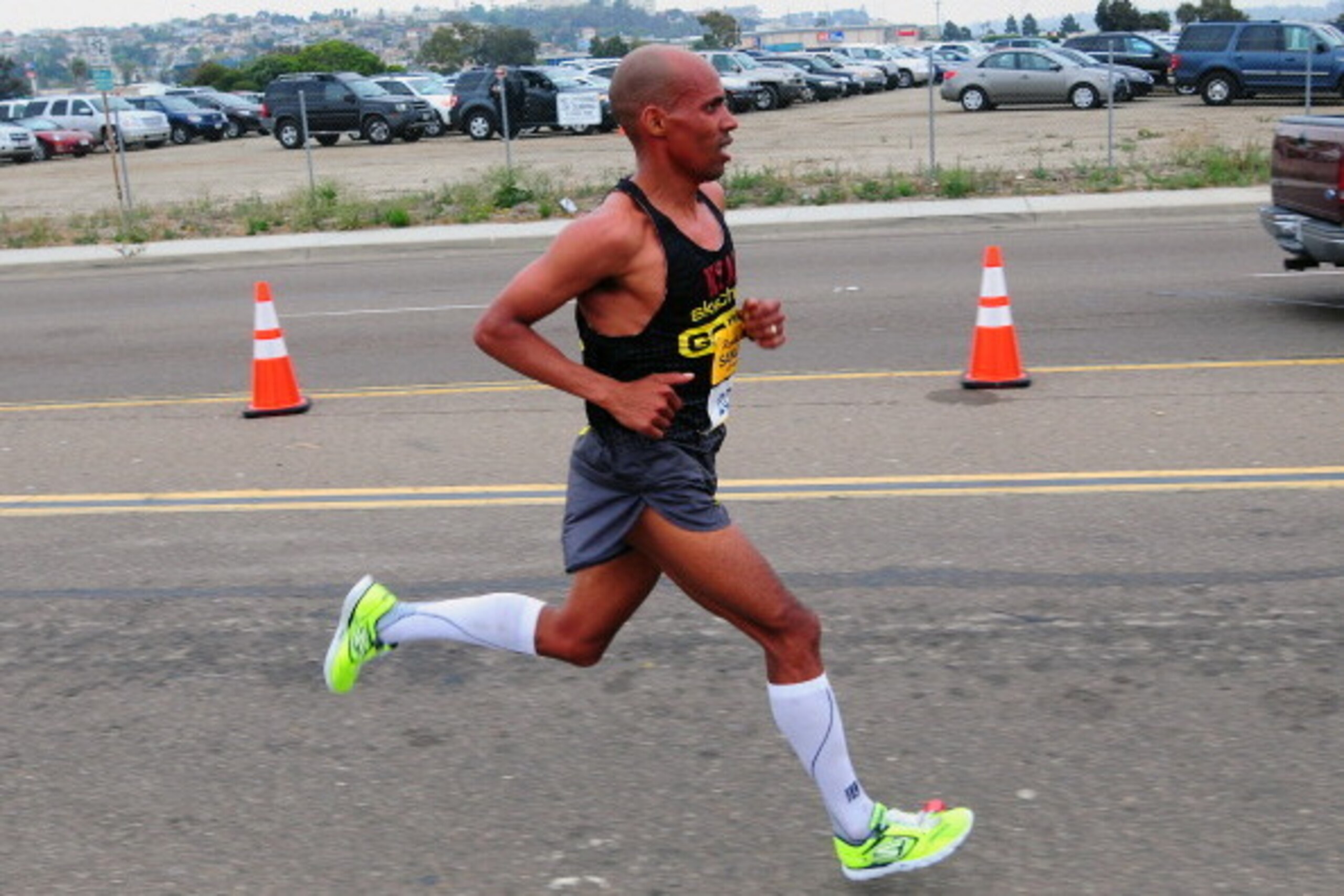SAN DIEGO, CA - JUNE 03:  U.S. Olympian Meb Keflezighi runs in the Rock 'n' Roll Half Marathon on June 3, 2012 in San Diego, California. (Photo by Kent C. Horner/Getty Images)