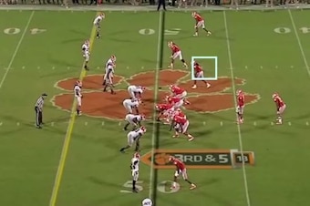 A common formation with Watkins lined up in the slot.