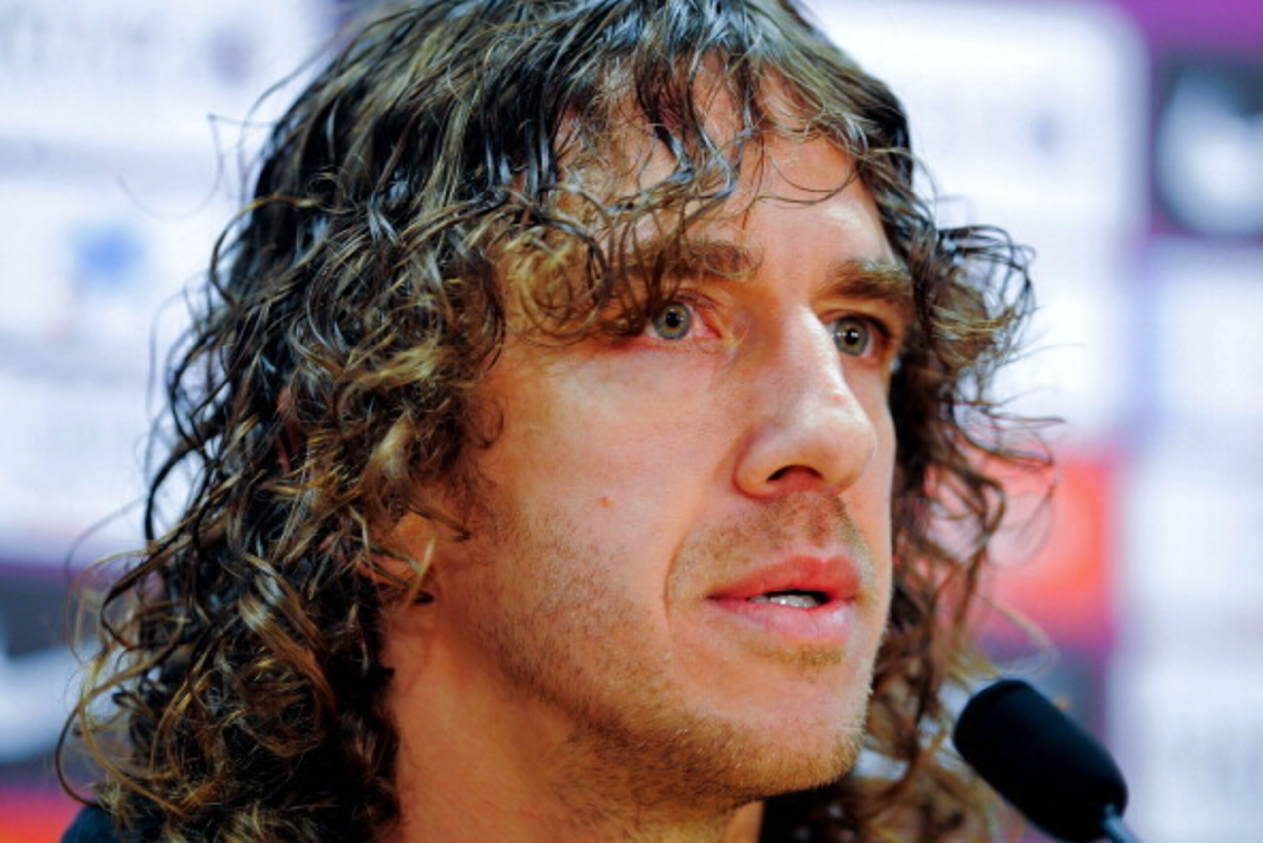 BARCELONA, SPAIN - MARCH 04:  Carles Puyol of FC Barcelona faces the media during a press conference to announce he will be leaving the Catalan club at the end of the season at the Sant Joan Despi Sport Complex on March 4, 2014 in Barcelona, Spain.  (Phot