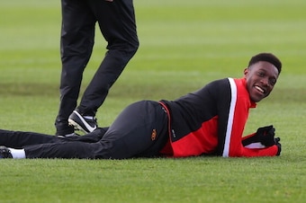 MANCHESTER, ENGLAND - APRIL 08:  Danny Welbeck of Manchester United looks on during a training session at Aon Training Complex on April 8, 2014 in Manchester, England.  (Photo by Alex Livesey/Getty Images)