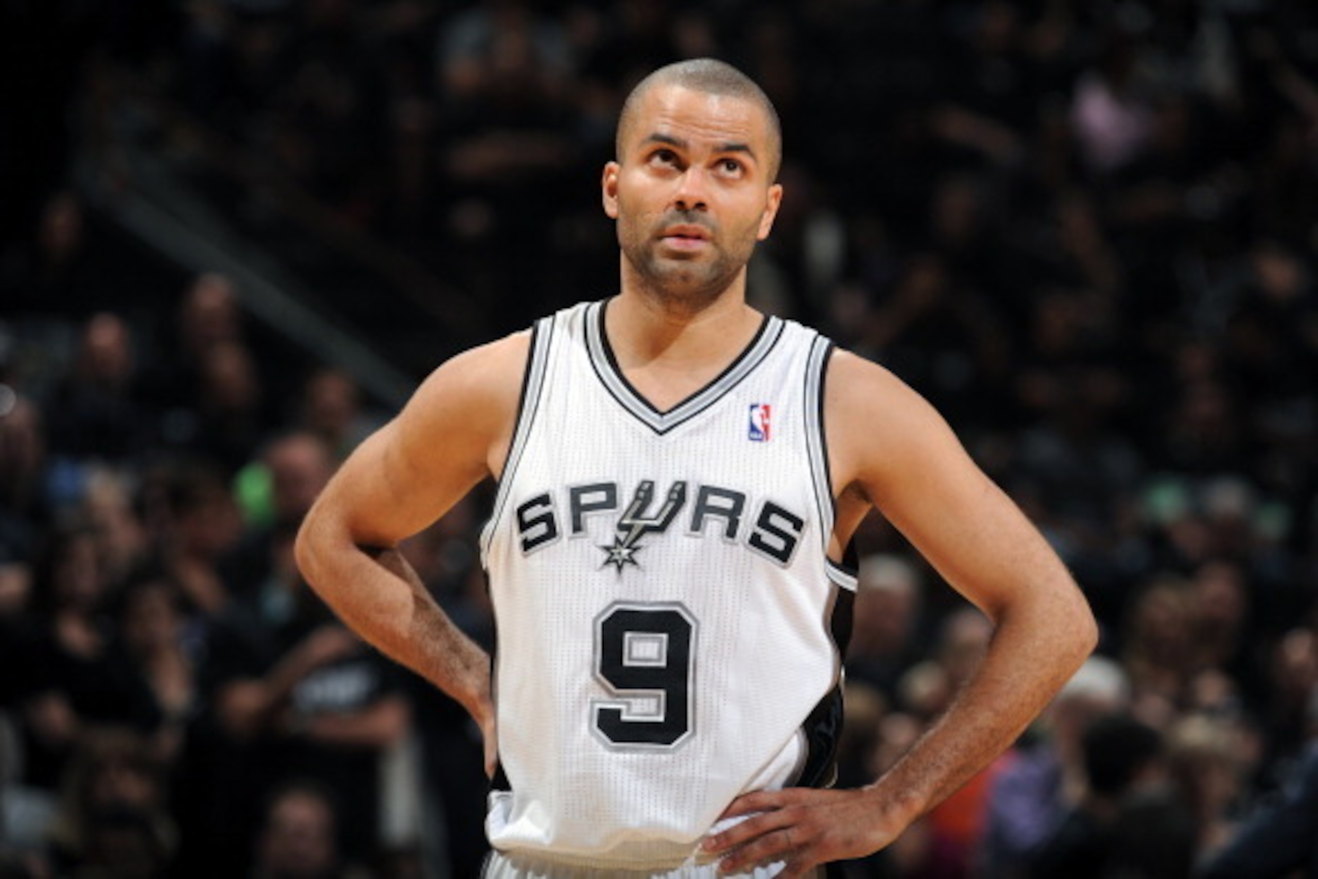 SAN ANTONIO, TX - APRIL 20: Tony Parker #9 of the San Antonio Spurs on the court during Game One of the Western Conference Quarterfinals during the 2014 NBA Playoffs against the Dallas Mavericks on April 20, 2014 at the AT&T Center in San Antonio, Texas. 