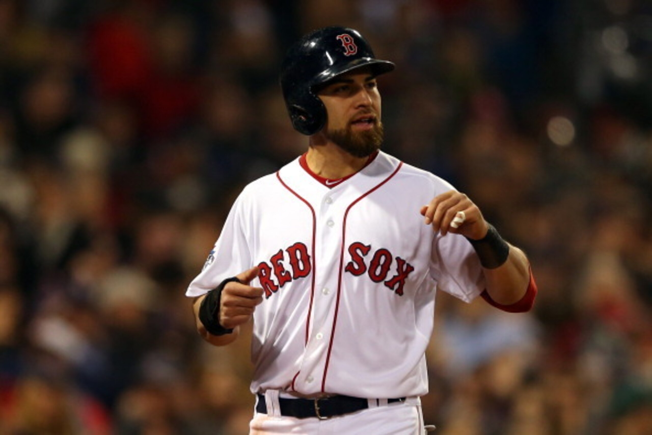 BOSTON, MA - OCTOBER 30:  Jacoby Ellsbury #2 of the Boston Red Sox in action against the St. Louis Cardinals during Game Six of the 2013 World Series at Fenway Park on October 30, 2013 in Boston, Massachusetts.  (Photo by Elsa/Getty Images)