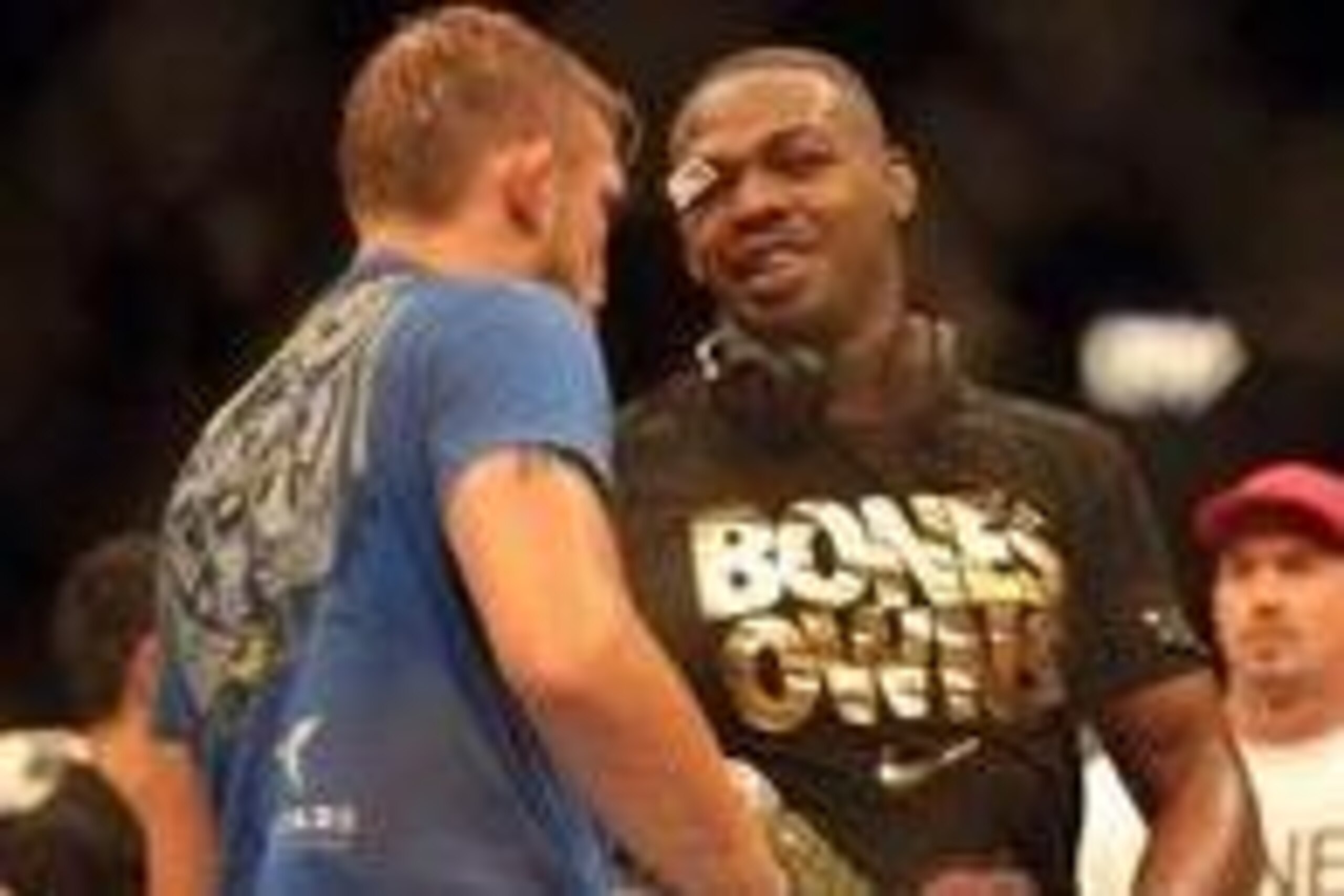 Sep 21, 2013; Toronto, Ontario, CAN; Jon Jones congratulates Alexander Gustafsson (left) after Jones' victory in their light heavyweight championship bout at UFC 165 at the Air Canada Centre. Mandatory Credit: Tom Szczerbowski-USA TODAY Sports