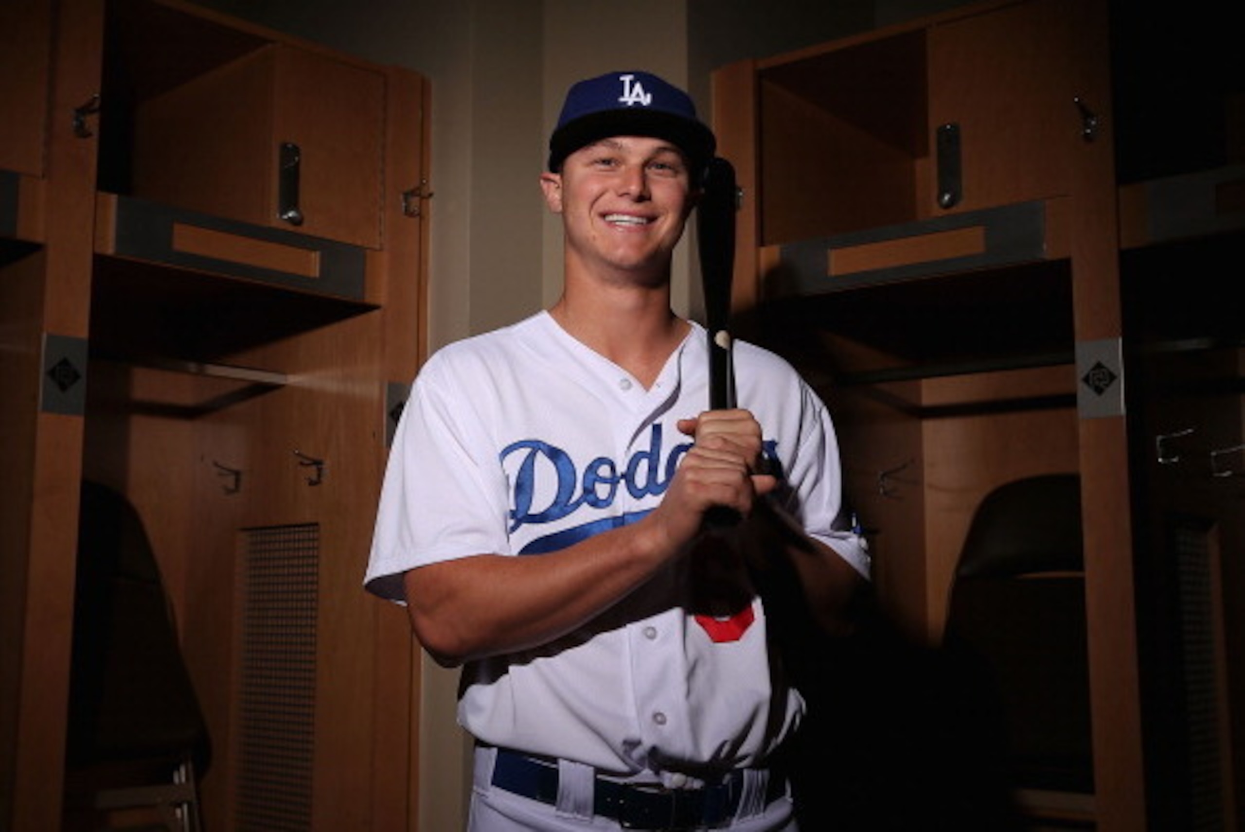 GLENDALE, AZ - FEBRUARY 20:  Joc Pederson #65 of the Los Angeles Dodgers poses for a portrait during spring training photo day at Camelback Ranch on February 20, 2014 in Glendale, Arizona.  (Photo by Christian Petersen/Getty Images)