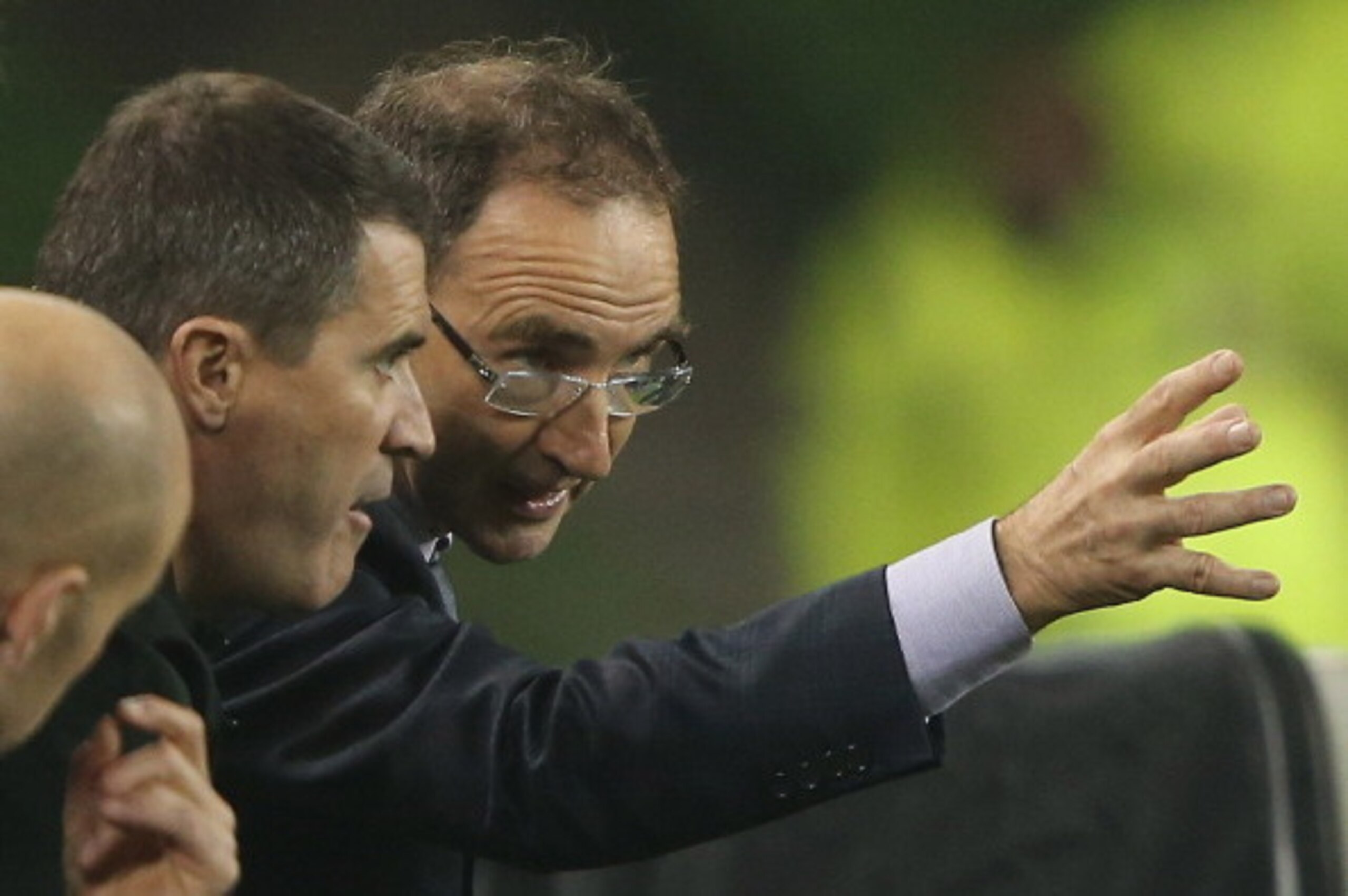 DUBLIN, IRELAND - NOVEMBER 15:  Ireland manager Martin O'Neill and Assistant manager Roy Keane during the International Friendly match between Republic of Ireland and Latvia at Aviva Stadium on November 15, 2013 in Dublin, Ireland.  (Photo by Ian Walton/G