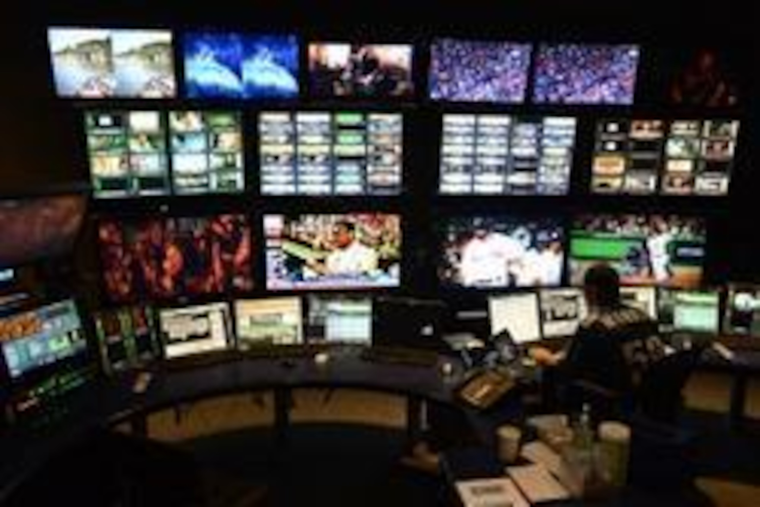 Oct. 19, 2013; El Segundo, CA, USA; A view of the production boards at DIRECTV's Los Angeles Broadcast Center that monitor HD broadcasts.  A behind the scenes look at this innovative platform created to watch NFL action every Sunday.  Mandatory Credit: Ja