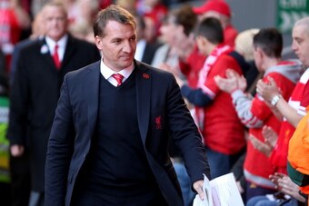 LIVERPOOL, ENGLAND - APRIL 15:  Brendan Rodgers, manager of Liverpool FC, attends the memorial service marking the 25th anniversary of the Hillsborough Disaster at Anfield Stadium on April 15, 2014 in Liverpool, England. Thousands of fans, friends and rel