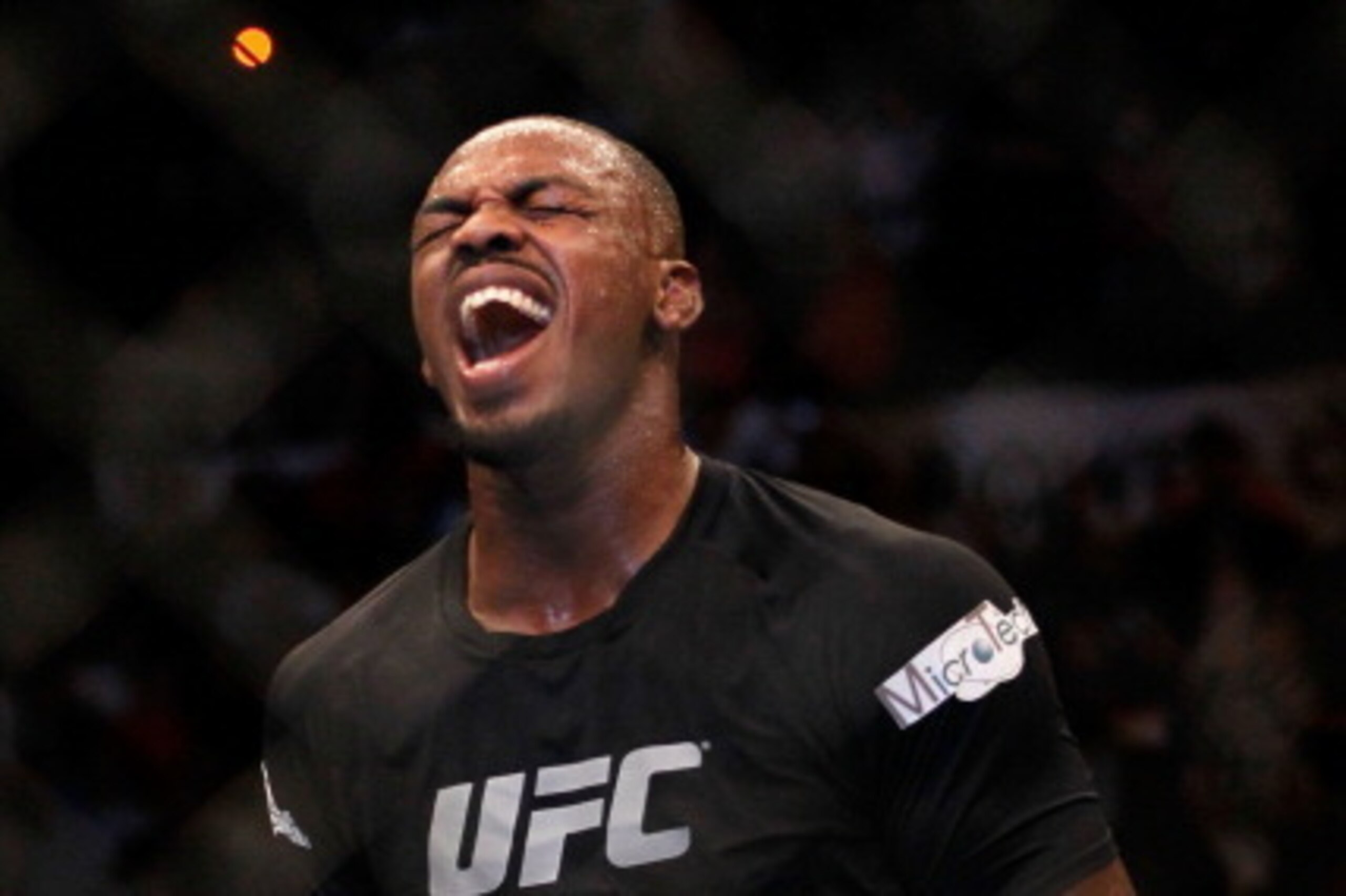 ATLANTA, GA - APRIL 21:  Jon Jones celebrates defeating Rashad Evans by unanimous decision in their light heavyweight title bout for UFC 145 at Philips Arena on April 21, 2012 in Atlanta, Georgia.  (Photo by Kevin C. Cox/Getty Images)