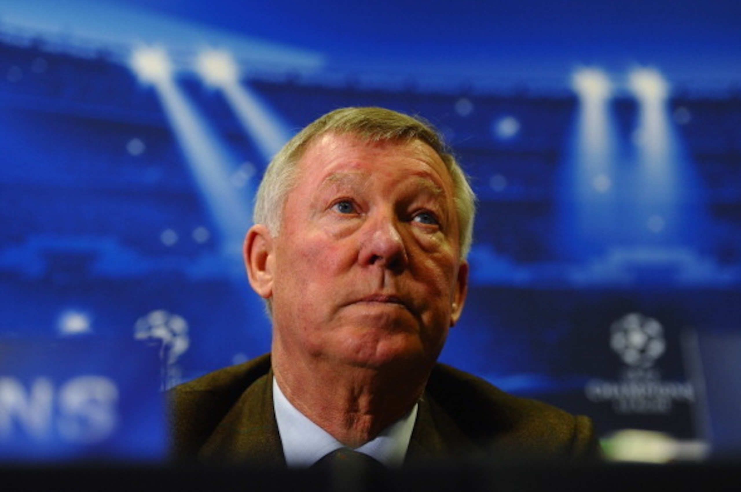 MANCHESTER, ENGLAND - DECEMBER 04:  Sir Alex Ferguson of Manchester United speaks to the media during a Press Conference ahead of their Champions League Group H match against CFR 1907 Cluj at Old Trafford on December 4, 2012 in Manchester, England.  (Phot