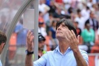 Jun 2, 2013; Washington, DC, USA; German head coach Joachim Low gestures before the game against the United States at RFK Stadium. Mandatory Credit: Brad Mills-USA TODAY Sports