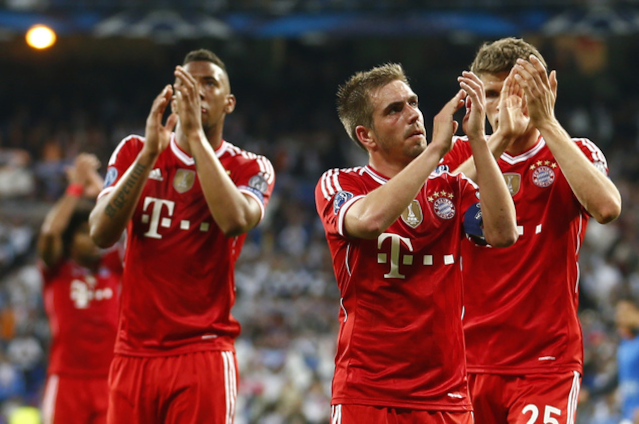 (From left to right) Boateng, Lahm and Muller—Bayern's boys will all be in Brazil