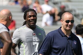 Texans head coach Bill O'Brien at Jadeveon Clowney's Pro Day