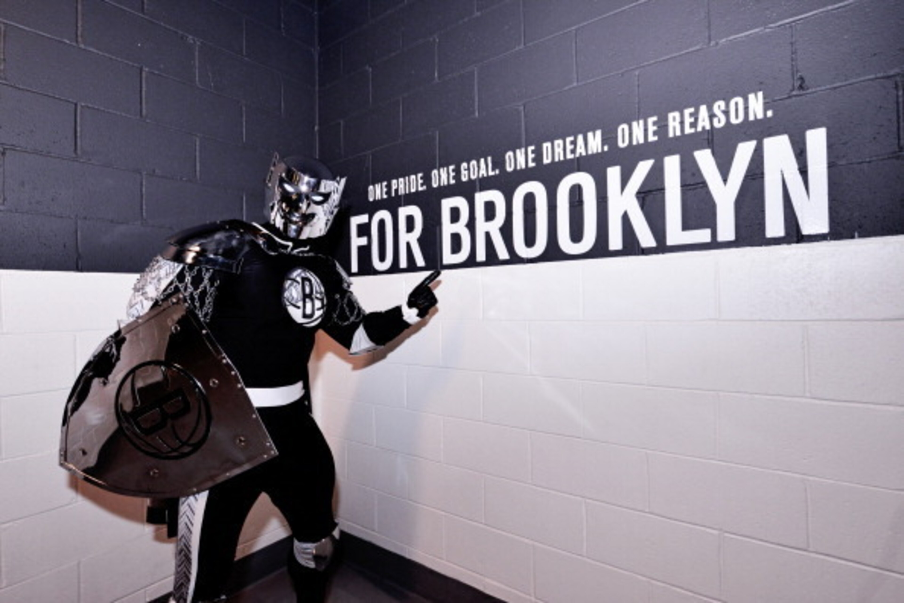 BROOKLYN, NY - APRIL 25: The Brooklyn Nets mascot before Game Three of the Eastern Conference Quarterfinals against the Toronto Raptors during the NBA Playoffs on April 25, 2014 at the Barclays Center in Brooklyn, New York. NOTE TO USER: User expressly ac BROOKLYN, NY - APRIL 25: The Brooklyn Nets mascot before Game Three of the Eastern Conference Quarterfinals against the Toronto Raptors during the NBA Playoffs on April 25, 2014 at the Barclays Center in Brooklyn, New York. NOTE TO USER: User expressly ac