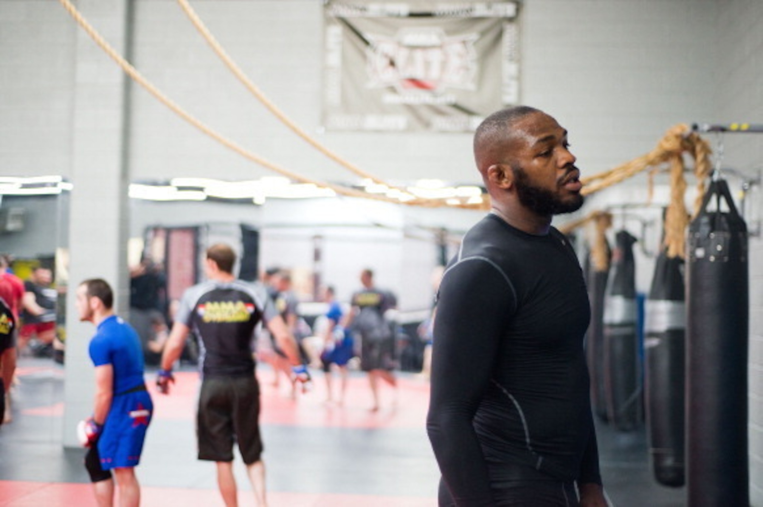 ALBUQUERQUE, NM - APRIL 08:  UFC light heavyweight champion Jon Jones pauses during a UFC media event at Jackson’s Mixed Martial Arts & Fitness Academy on April 8, 2013 in Albuquerque, New Mexico.  (Photo by Steve Snowden/Getty Images)