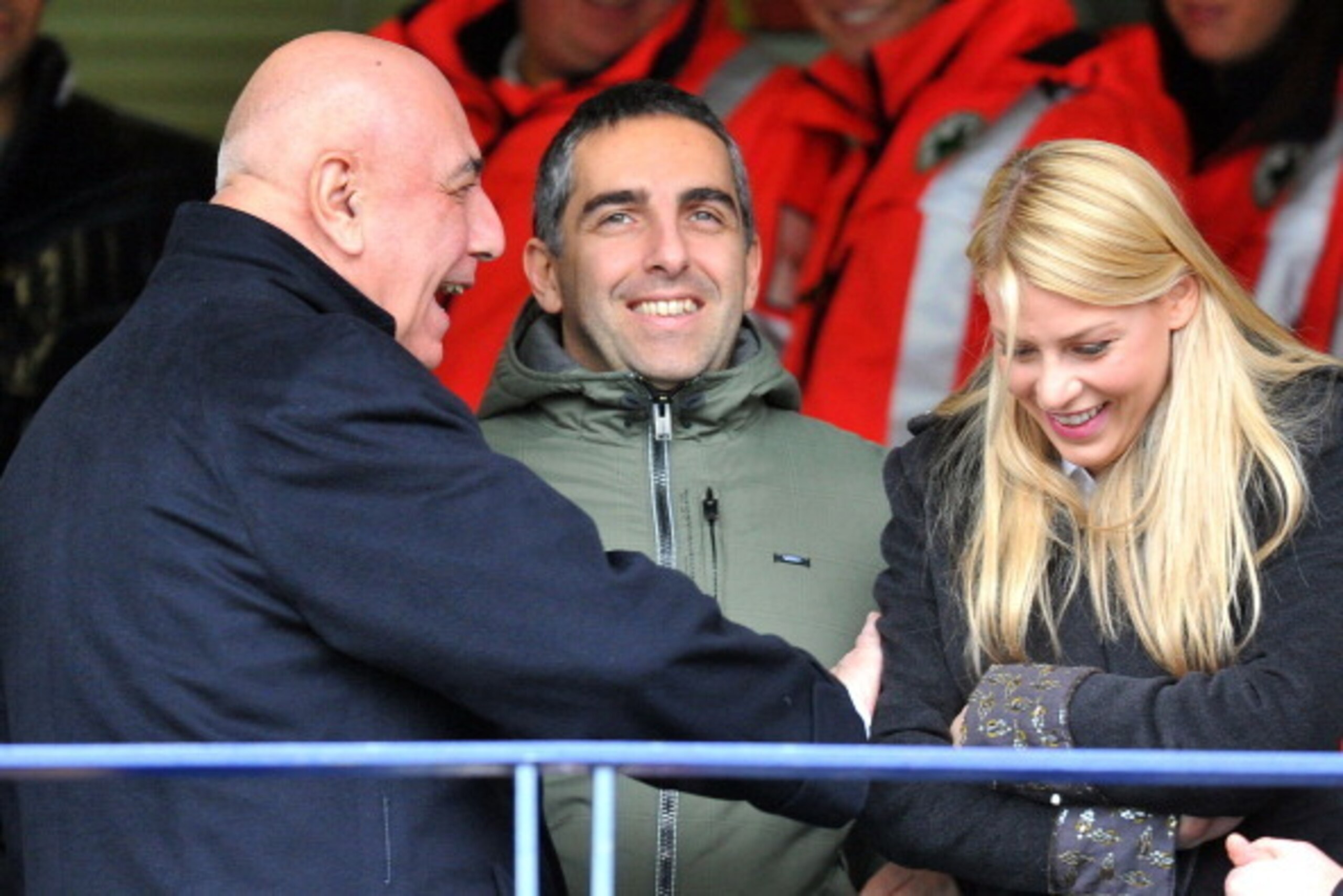 VERONA, ITALY - FEBRUARY 20:  Ac Milan Managing director Adriano Galliani speaks with Barbara Berlusconi the daufhter of Italy's Prime Minister Silvio Berlusconi during the Serie A match between AC Chievo Verona and AC Milan at Stadio Marc'Antonio Bentego