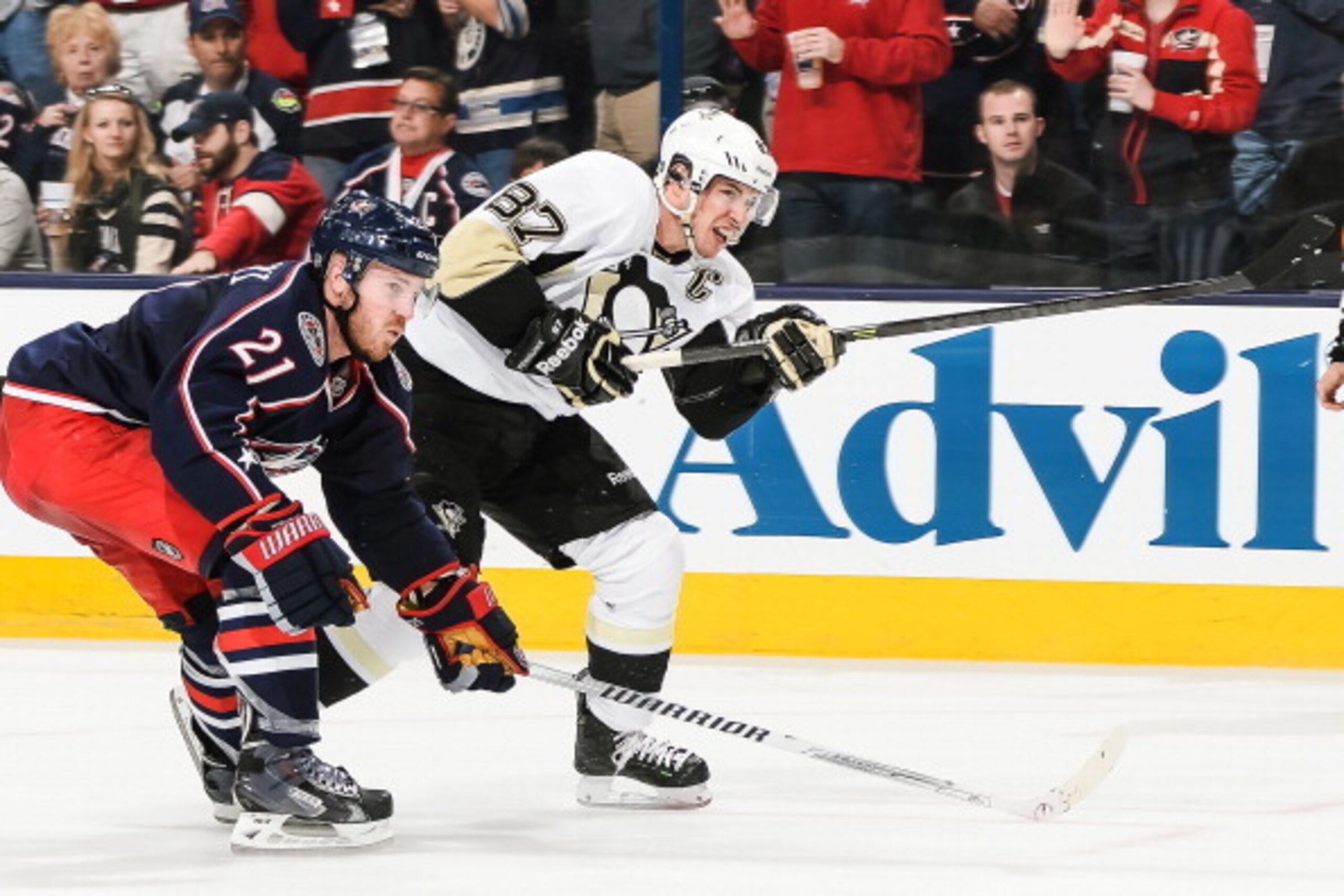 COLUMBUS, OH - APRIL 23:  Sidney Crosby #87 of the Pittsburgh Penguins skates against the Columbus Blue Jackets in Game Four of the First Round of the 2014 Stanley Cup Playoffs on April 23, 2014 at Nationwide Arena in Columbus, Ohio.  (Photo by Jamie Saba