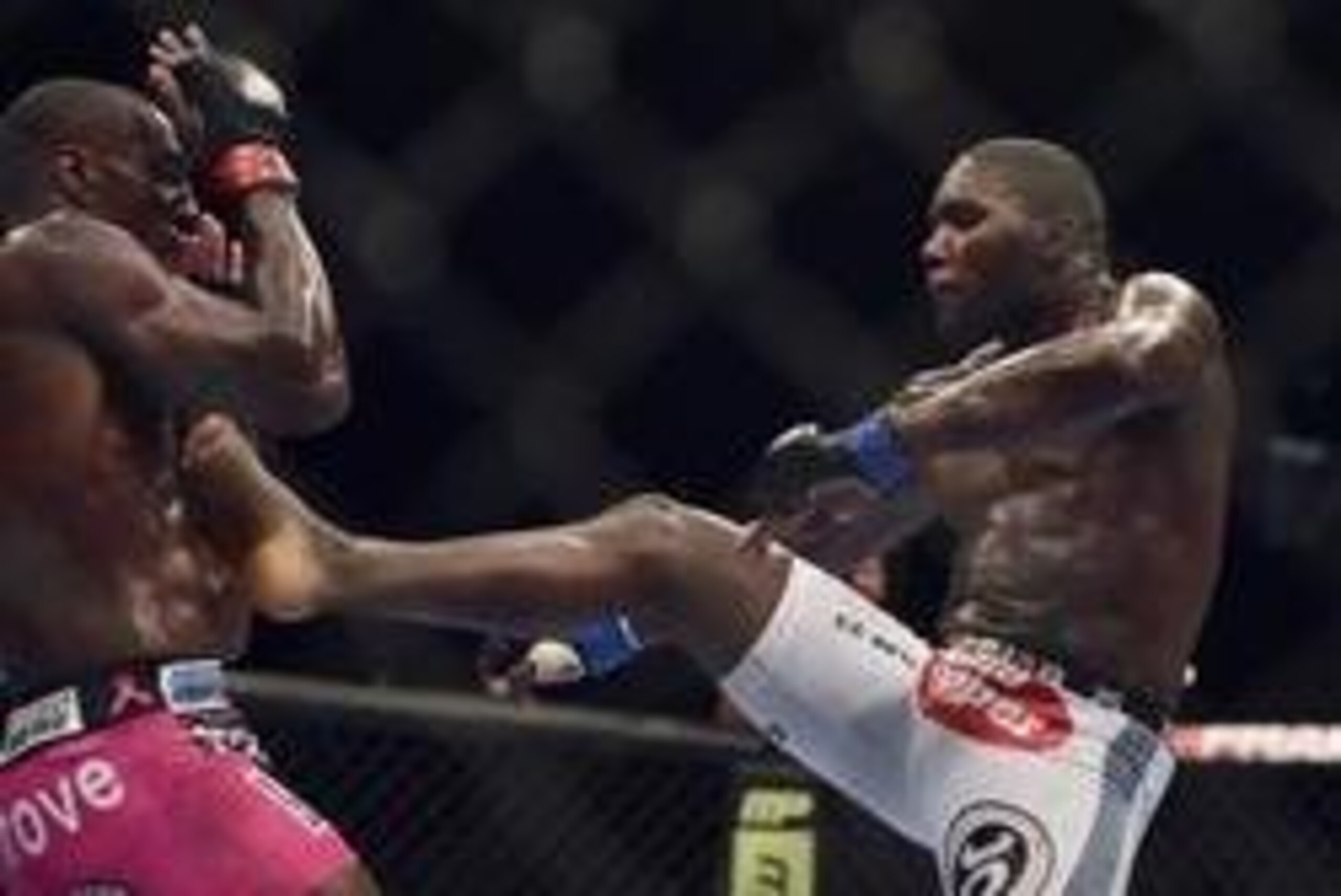 Apr 26, 2014; Baltimore, MD, USA;   Anthony Johnson (blue gloves) fights Phil Davis (red gloves) during UFC 172 at Baltimore Arena.  Mandatory Credit: Tommy Gilligan-USA TODAY Sports