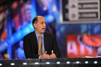 NEW YORK - JUNE 24:  ESPN analyst Jeff Van Gundy talks during the 2010 NBA Draft at the WaMu Theatre at Madison Square Garden on June 24, 2010 in New York City. NOTE TO USER: User expressly acknowledges and agrees that, by downloading and or using this ph