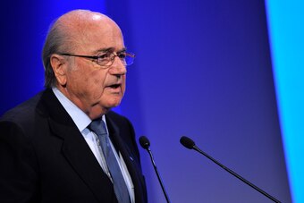 ASTANA, KAZAKHSTAN - MARCH 27:  FIFA President Joseph S. Blatter speaks during the UEFA XXXVIII Ordinary Congress at the Palace of Independence on March 27, 2014 in Astana, Kazakhstan.  (Photo by Harold Cunningham/Getty Images for UEFA)