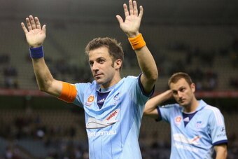 MELBOURNE, AUSTRALIA - APRIL 18:  Alessandro Del Piero of Sydney waves good bye to the crowd after losing the A-League Elimination Final match between the Melbourne Victory and Sydney FC at Etihad Stadium on April 18, 2014 in Melbourne, Australia.  (Photo