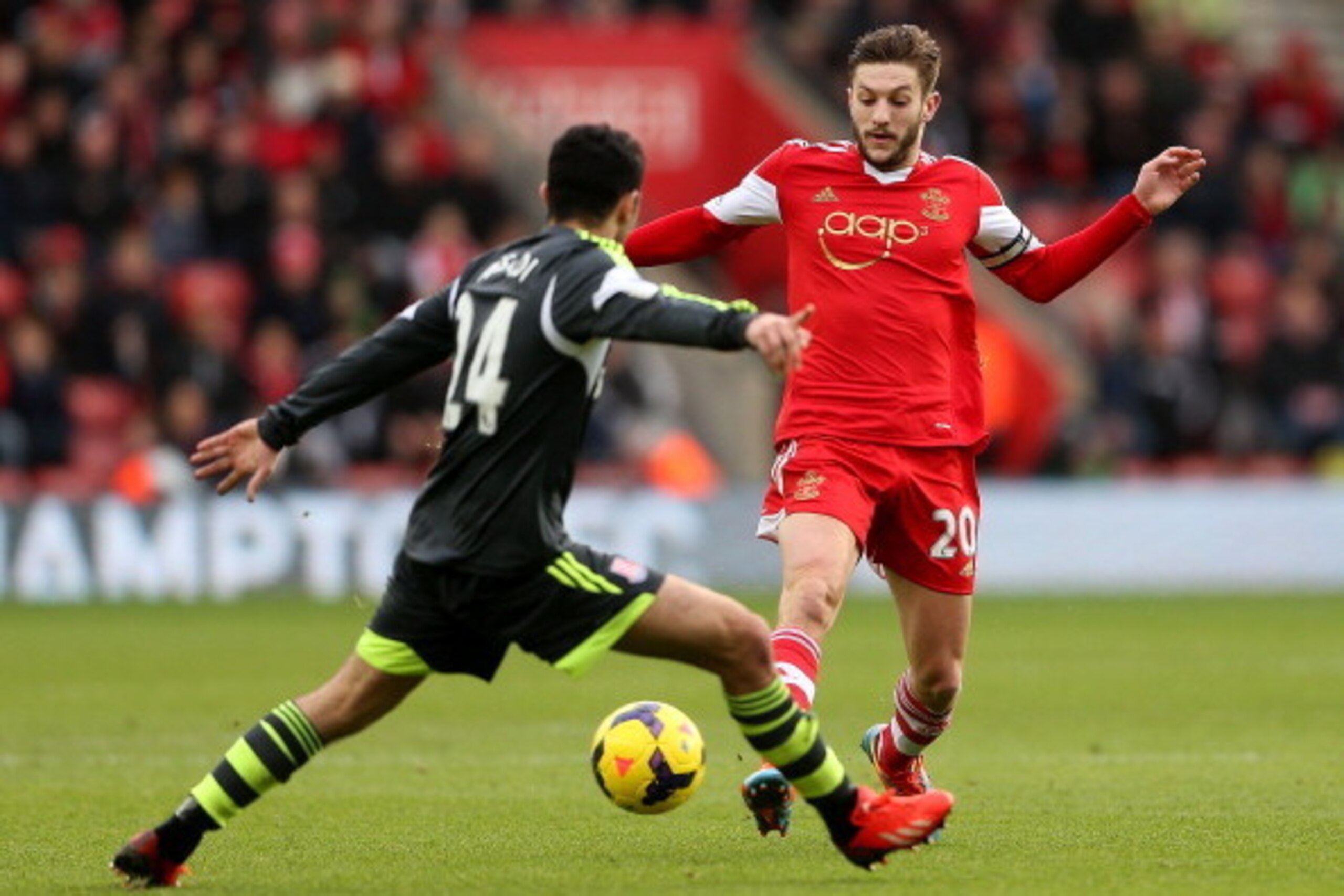 SOUTHAMPTON, ENGLAND - FEBRUARY 08:  Adam Lallana of Southampton during the Barclays Premier League match between Southampton and Stoke City at St Mary's Stadium on February 8, 2014 in Southampton, England.  (Photo by Scott Heavey/Getty Images)