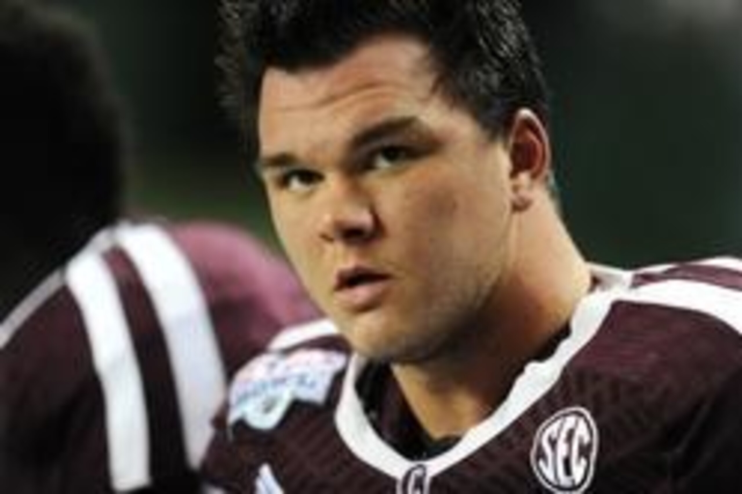 Dec 31, 2013; Atlanta, GA, USA; Texas A&M Aggies offensive linesman Jake Matthews (75) on the bench against the Duke Blue Devils during the first quarter in the 2013 Chick-fil-a Bowl at the Georgia Dome. Mandatory Credit: Dale Zanine-USA TODAY Sports