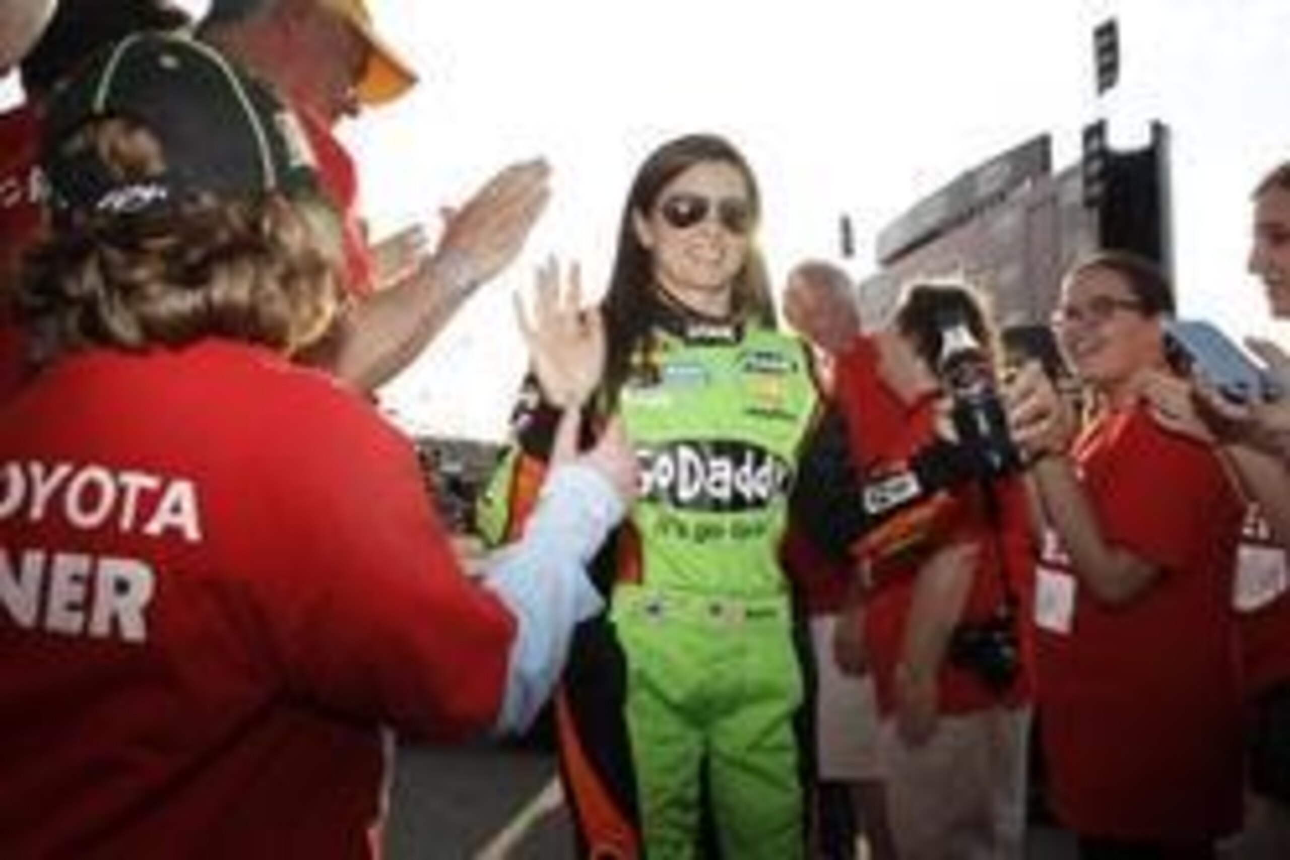 Apr 26, 2014; Richmond, VA, USA; NASCAR Sprint Cup driver Danica Patrick (10)  during driver introductions before the Toyota Owners 400 at Richmond International Raceway. Mandatory Credit: Peter Casey-USA TODAY Sports