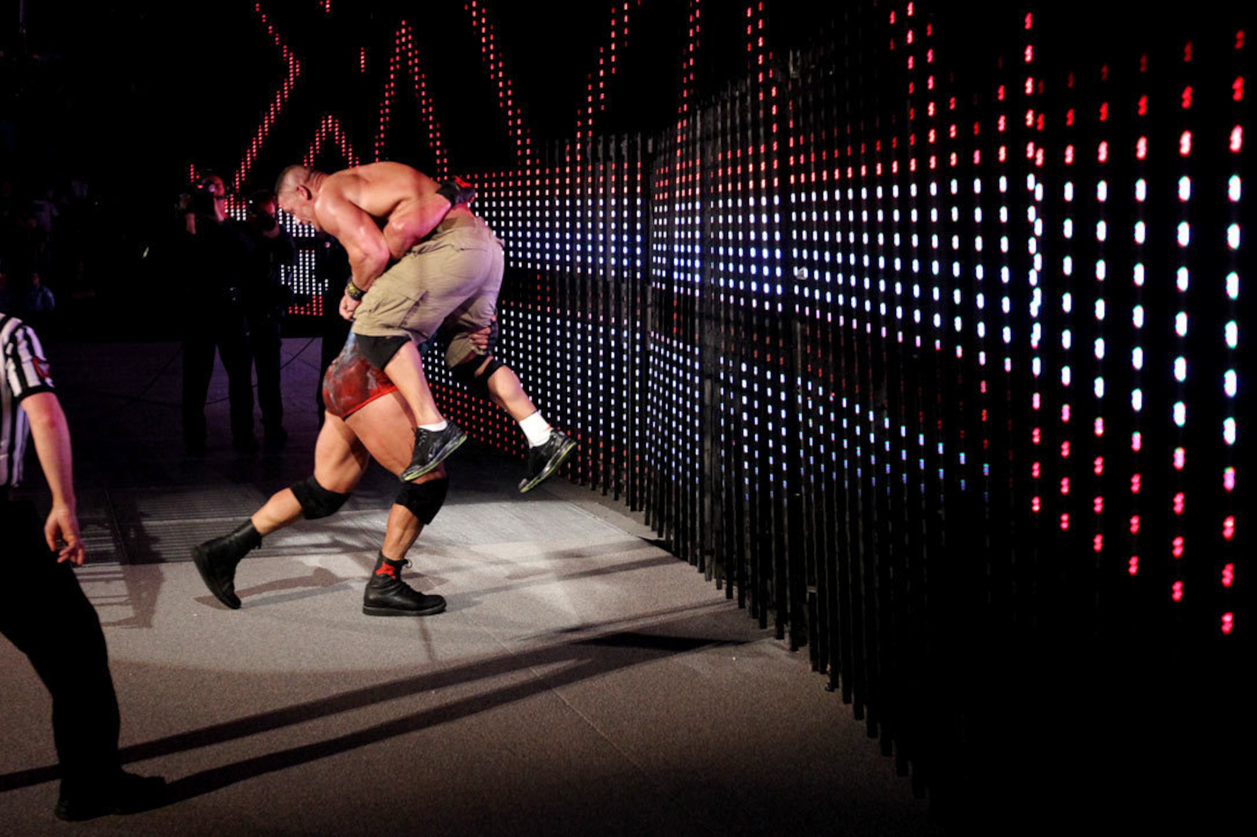 Ryback sends John Cena through the Extreme Rules set.