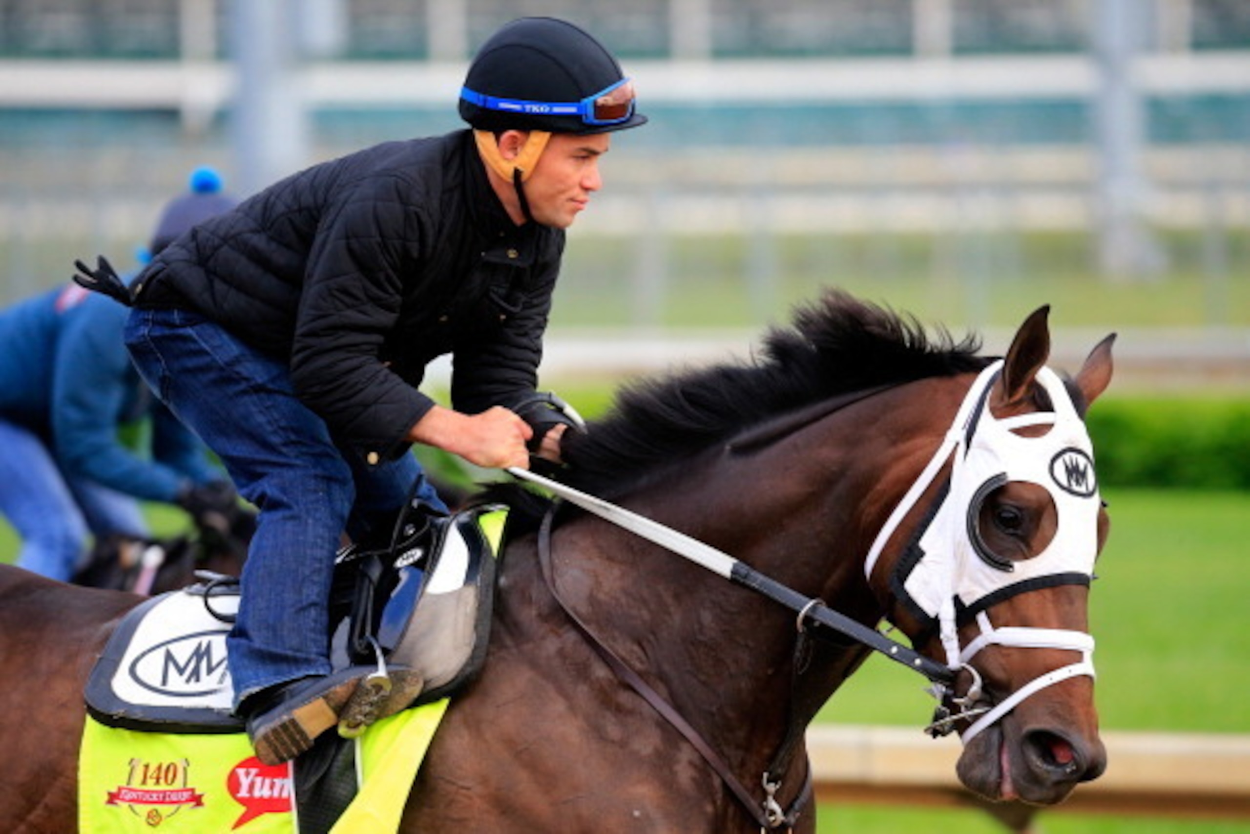 LOUISVILLE, KY - APRIL 29:  General A Rod is ridden by  Joel Barrientos during the morning exercise session in preparation for the140th Kentucky Derby at Churchill Downs on April 29, 2014 in Louisville, Kentucky.  (Photo by Rob Carr/Getty Images)