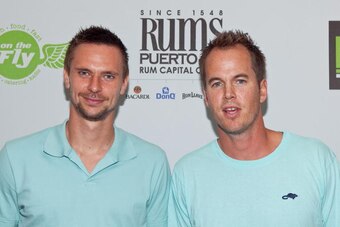 WASHINGTON - AUGUST 02:  Robin Soderling (l) and Magnus Norman (r) arrive at the Legg Mason Tennis Classic Players' Party at L2 Lounge on August 2, 2009 in Washington, DC.  (Photo by Paul Morigi/Getty Images for Rums of Puerto Rico)