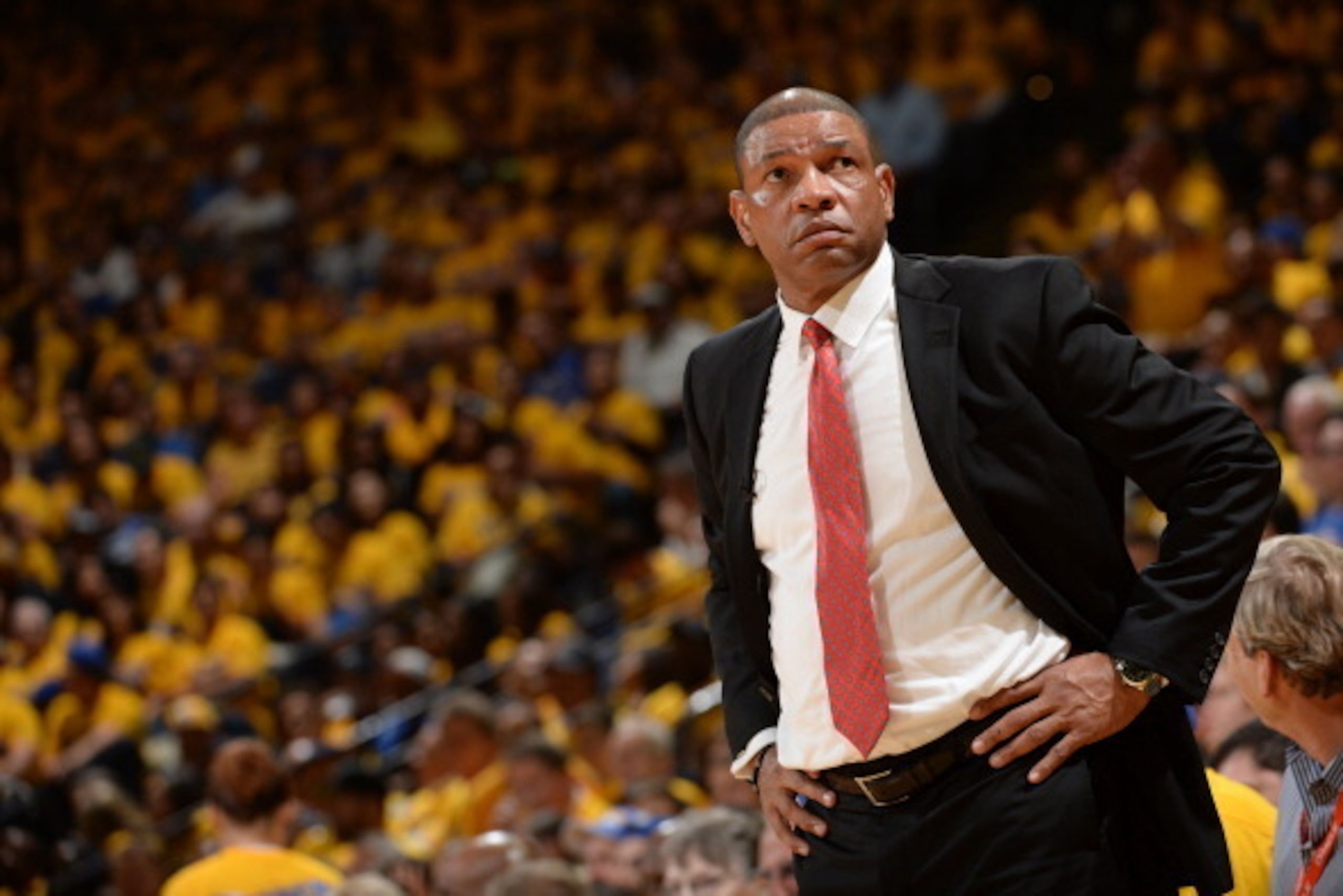 OAKLAND, CA - APRIL 24: Doc Rivers head coach of the Los Angeles Clippers during a game against the Golden State Warriors in Game Three of the Western Conference Quarterfinals during the 2014 NBA Playoffs on April 24, 2014 at Oracle Arena in Oakland, Cali