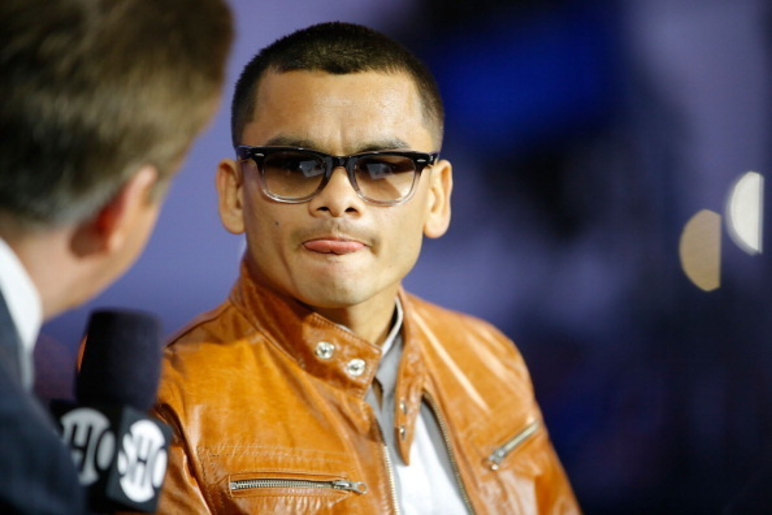 LOS ANGELES, CA - APRIL 26:  Marcos Maidana talks to the media to preview the fight against Floyd Mayweather at StubHub Center on April 26, 2014 in Los Angeles, California.  (Photo by Joe Scarnici/Getty Images)