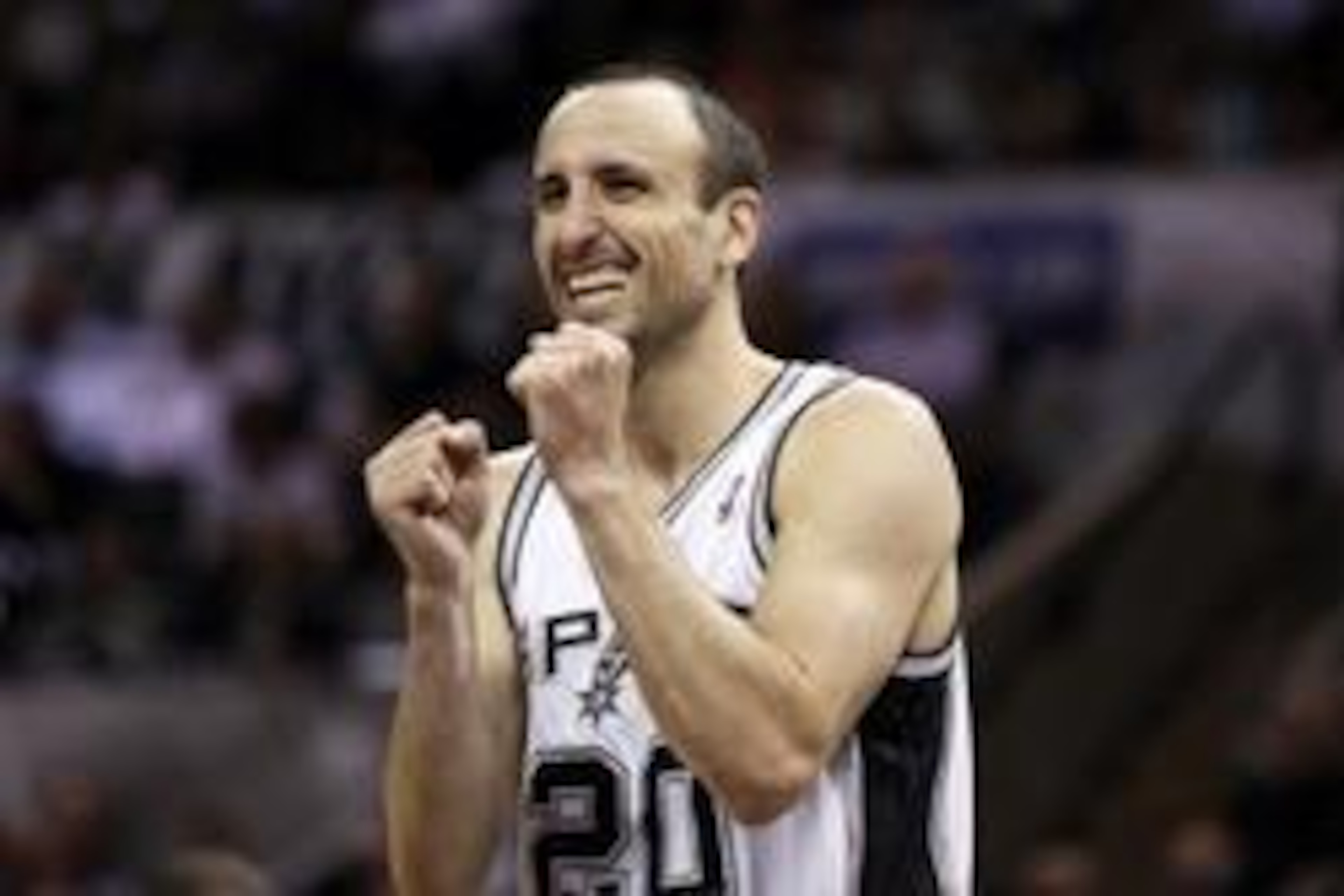 Apr 30, 2014; San Antonio, TX, USA; San Antonio Spurs guard Manu Ginobili (20) reacts against the Dallas Mavericks in game five of the first round of the 2014 NBA Playoffs at AT&T Center. Mandatory Credit: Soobum Im-USA TODAY Sports