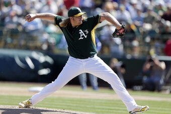 After leading Oakland in both innings pitched (200.0) and strikeouts (171) in 2013, fellow Tommy John surgery patient A.J. Griffin will tally zero of both.
