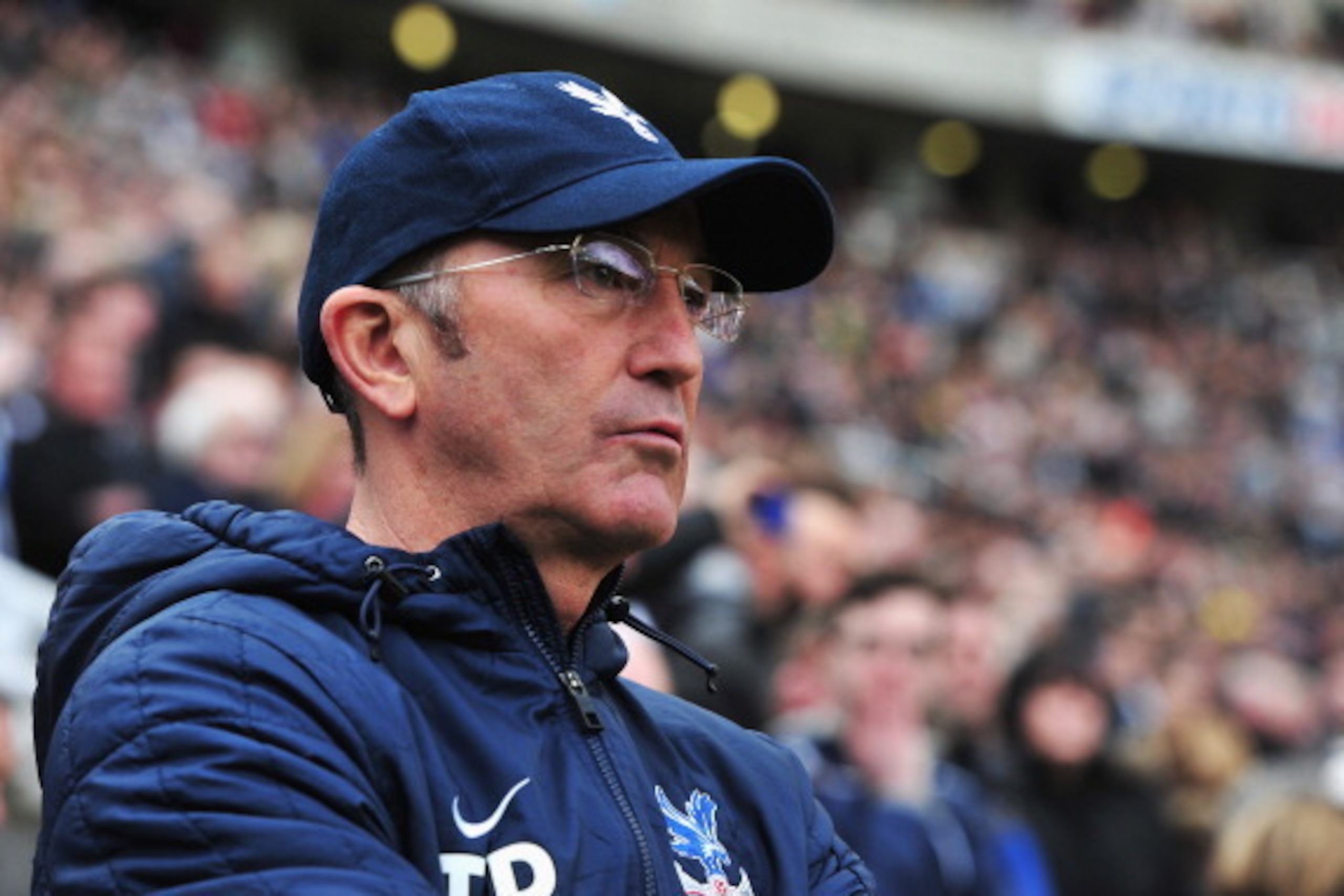 NEWCASTLE UPON TYNE, ENGLAND - MARCH 22:  Manager Tony Pulis of Crystal Palace looks on during the Barclays Premier League match between Newcastle United and Crystal Palace at St James' Park on March 22, 2014 in Newcastle upon Tyne, England.  (Photo by Ma
