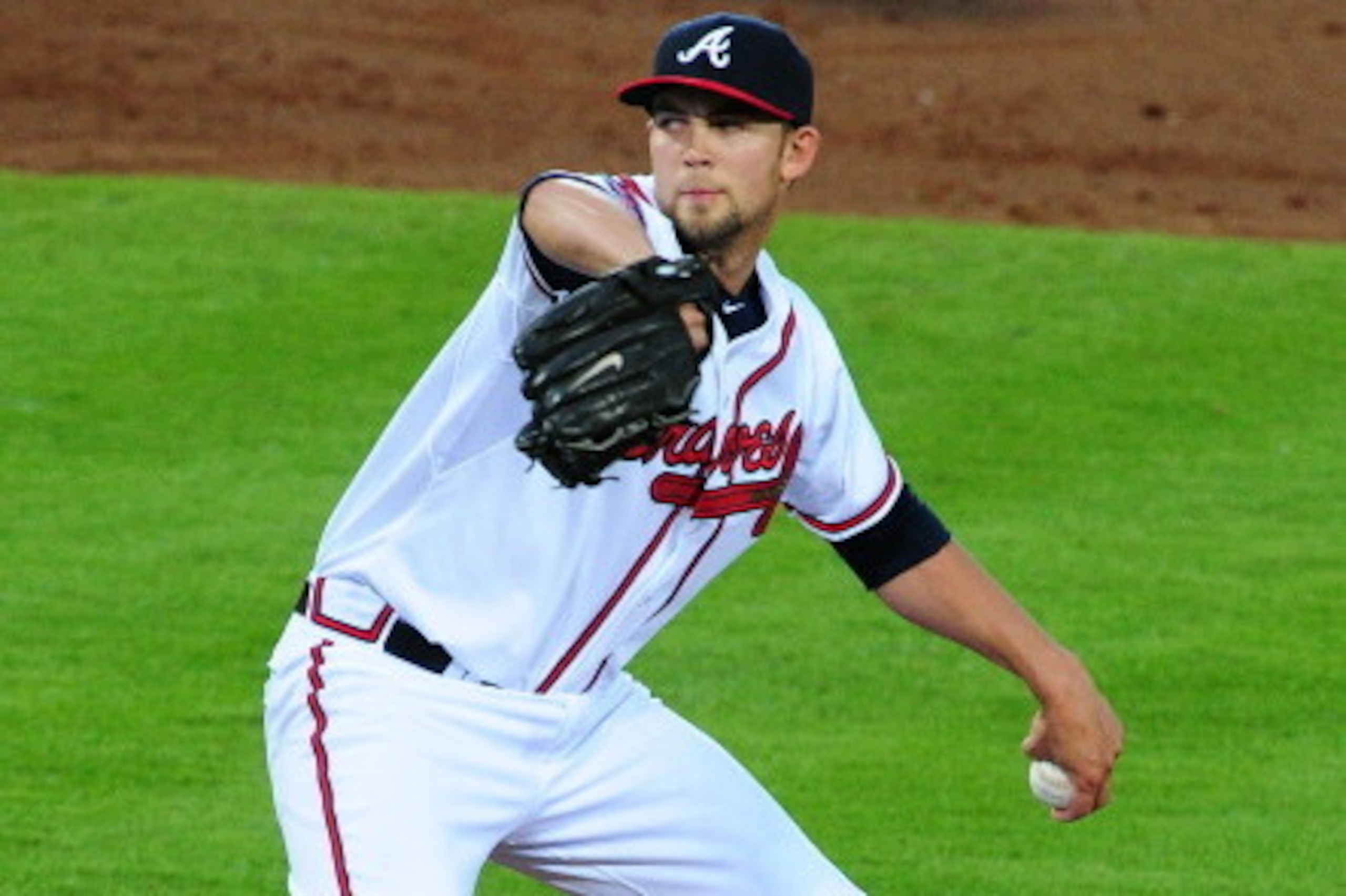 ATLANTA, GA - MAY 2: Mike Minor #36 of the Atlanta Braves pitches against the San Francisco Giants at Turner Field on May 2, 2014 in Atlanta, Georgia. (Photo by Scott Cunningham/Getty Images)