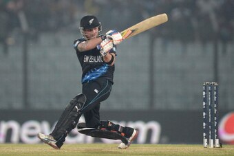 CHITTAGONG, BANGLADESH - MARCH 29:  Brendon McCullum of New Zealand hits out for six runs during the ICC World Twenty20 Bangladesh 2014 Group 1 match between New Zealand and the Netherlands at Zahur Ahmed Chowdhury Stadium on March 29, 2014 in Chittagong,