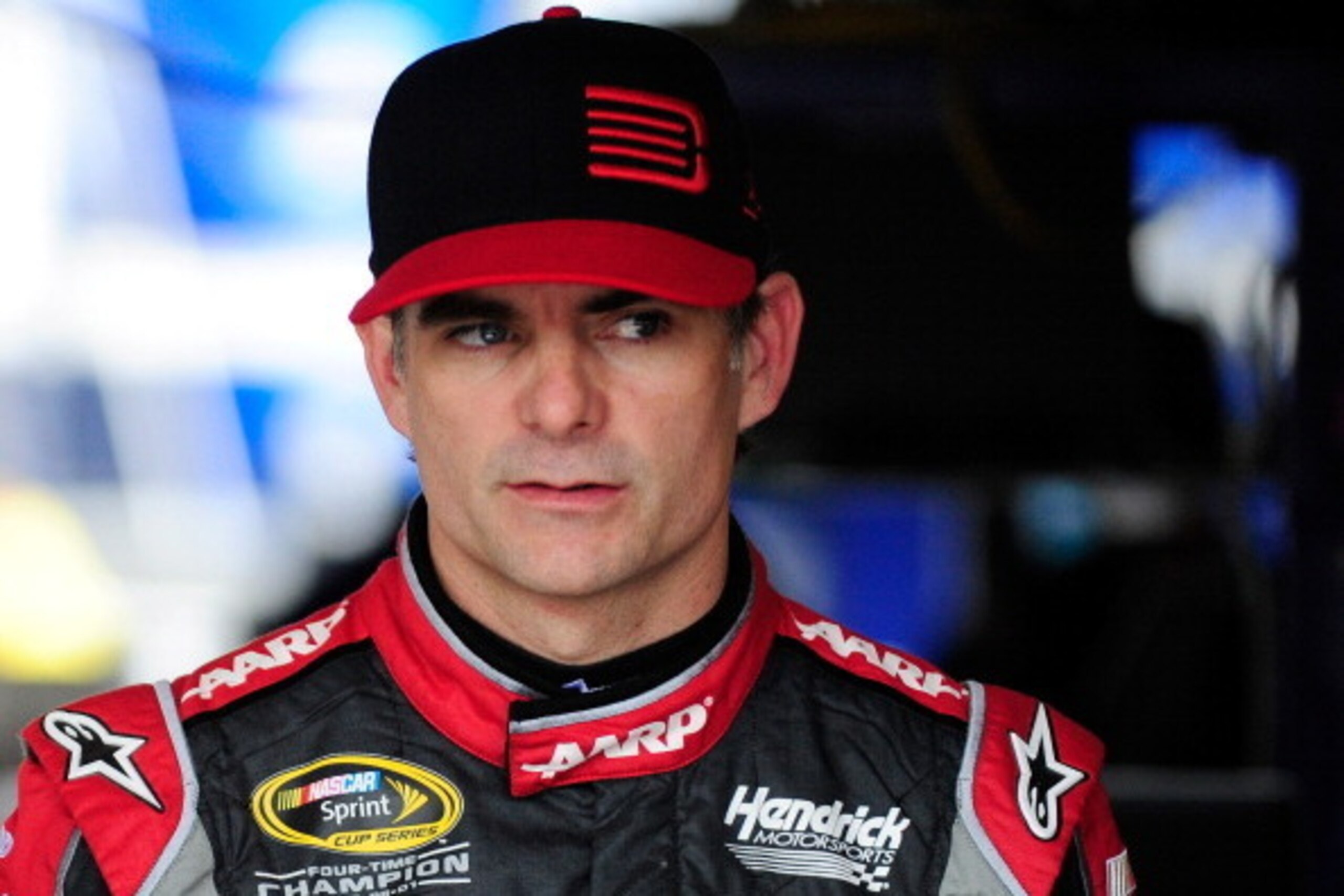 DARLINGTON, SC - APRIL 11: Jeff Gordon, driver of the #24 Drive To End Hunger Chevrolet, in the garage during practice for the NASCAR Sprint Cup Series Bojangles' Southern 500 at Darlington Raceway on April 11, 2014 in Darlington, South Carolina.  (Photo 