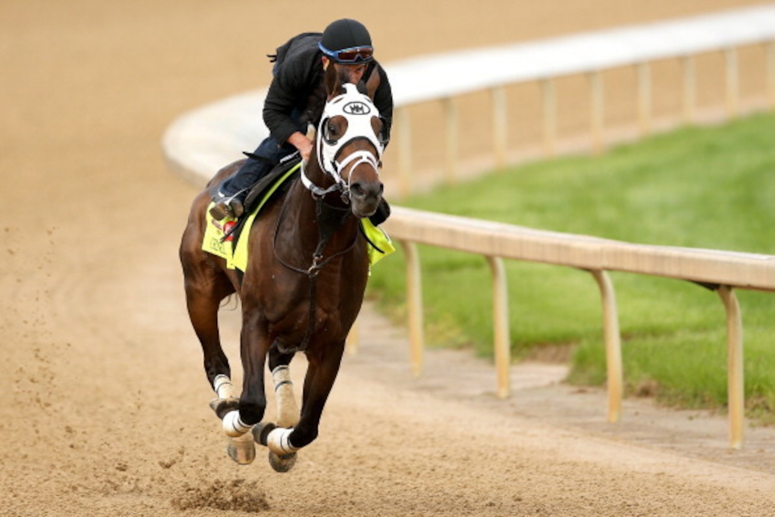 LOUISVILLE, KY - APRIL 29:  General A Rod is ridden by Joel Barrientos during the morning exercise session in preparation for the140th Kentucky Derby at Churchill Downs on April 29, 2014 in Louisville, Kentucky.  (Photo by Matthew Stockman/Getty Images)